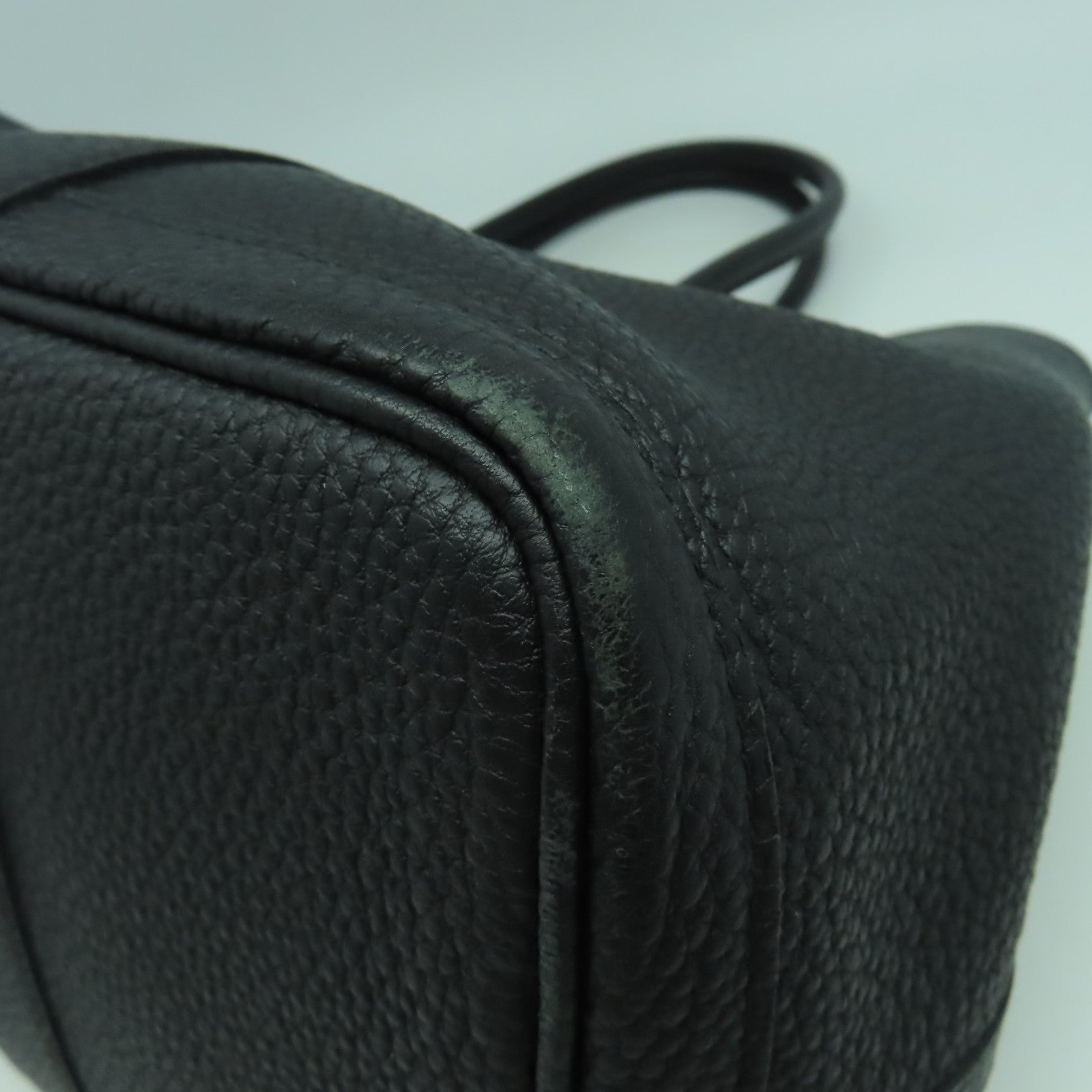 HERMES Negonda皮革Garden Party PM銀扣手挽袋Noir黑色