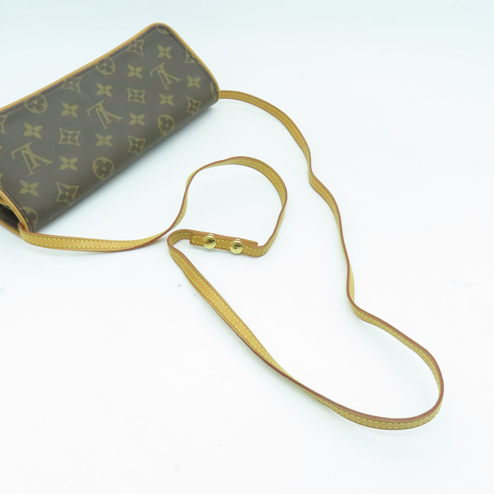 LOUIS VUITTON Monogram Pochette Twin GM Shoulder Bag金扣肩背袋啡色