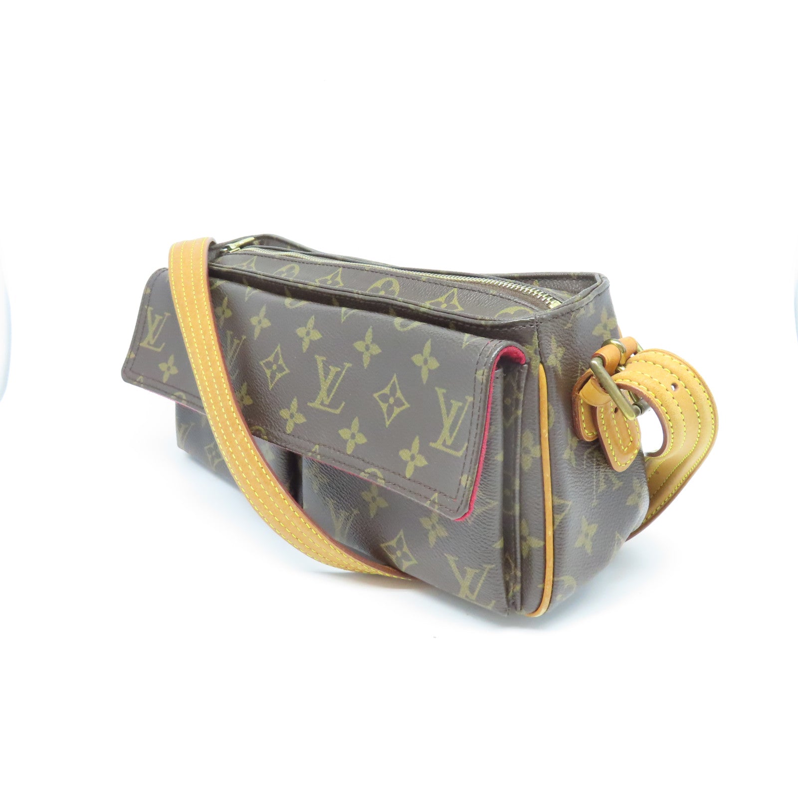 LOUIS VUITTON Monogram Viva Cite MM金扣肩背袋棕色