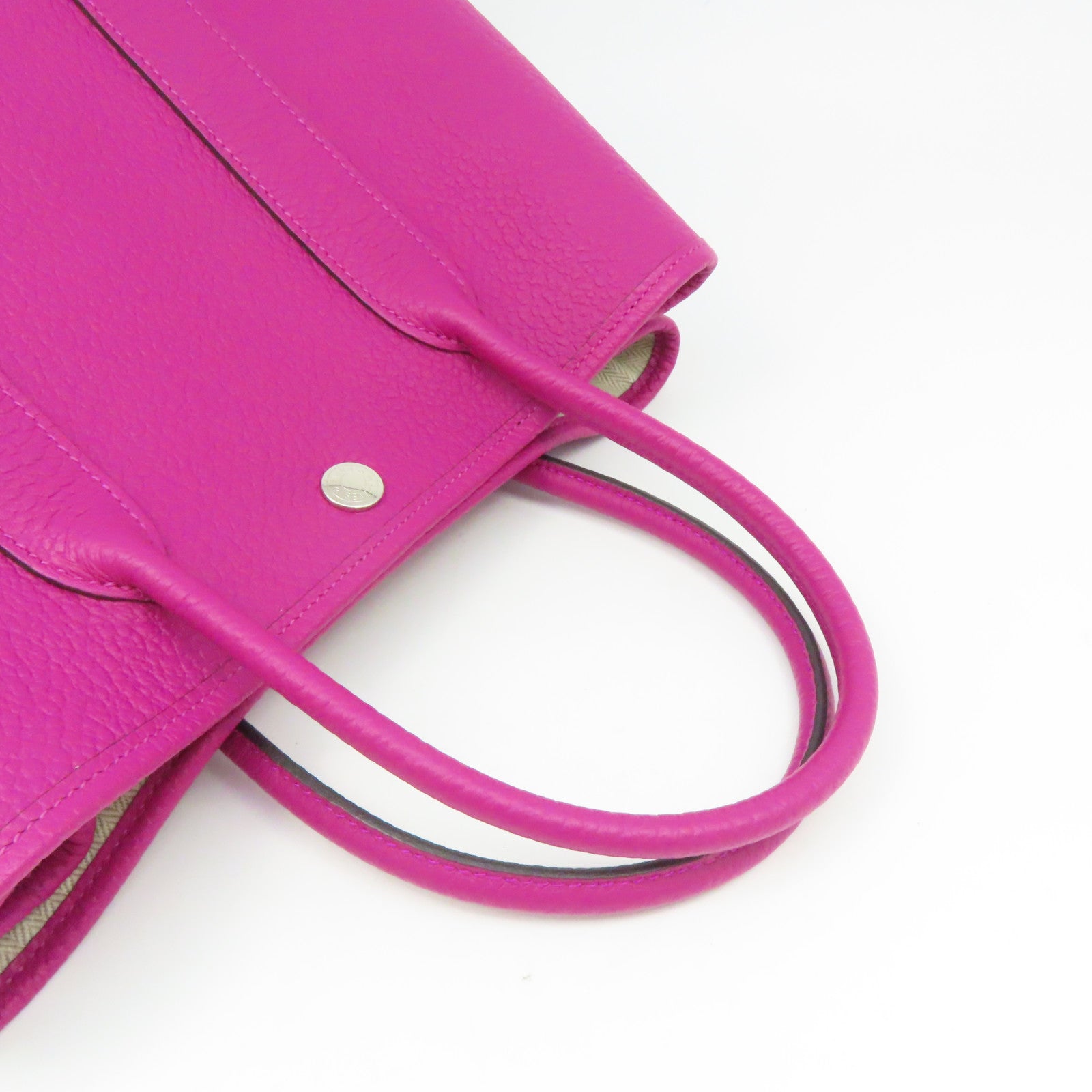 HERMES Negonda皮革Garden Party TPM銀扣手挽袋Rose Pourpre紫色