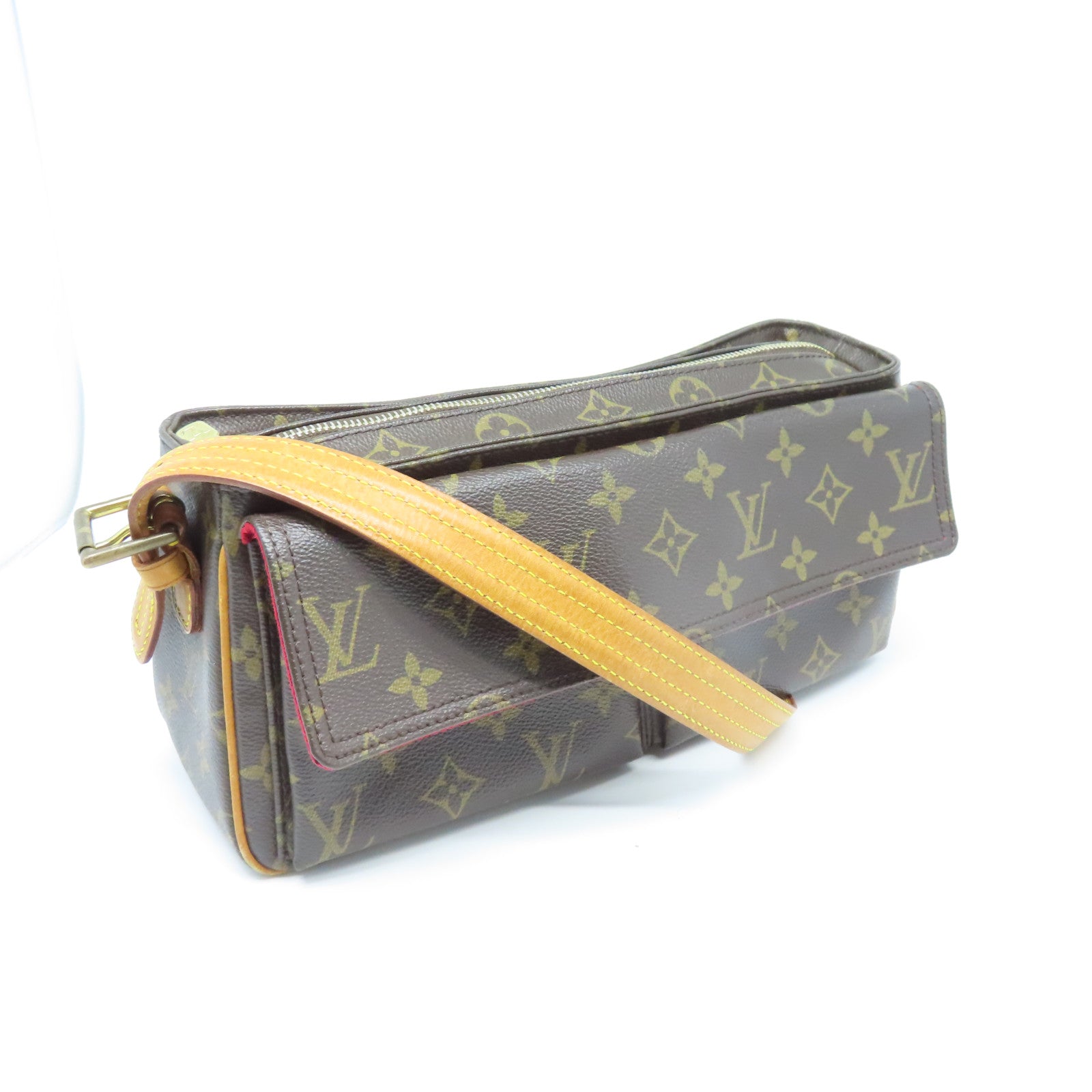 LOUIS VUITTON Monogram Viva Cite MM金扣肩背袋棕色
