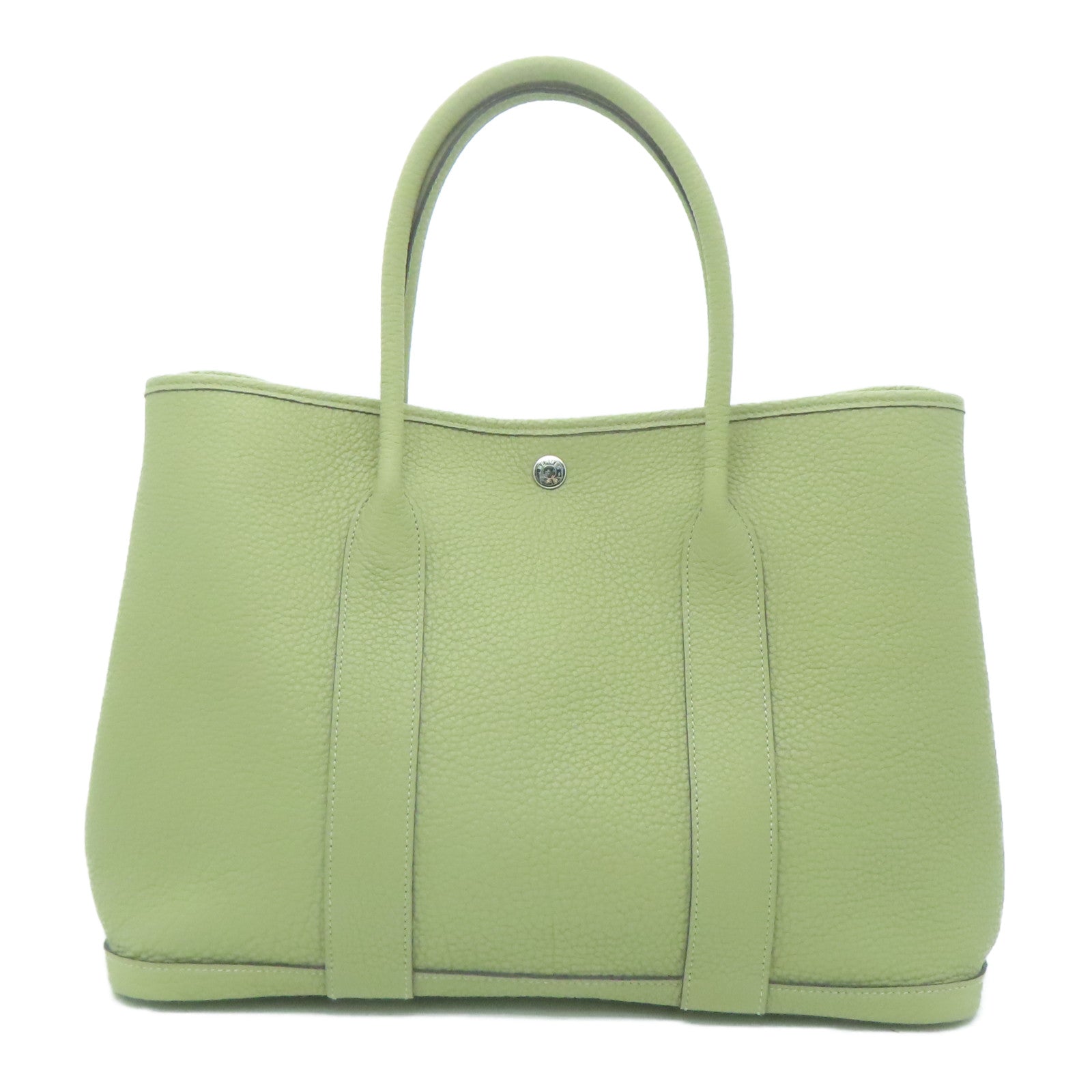 HERMES Negonda皮革Garden Party PM銀扣手挽袋鼠尾草色