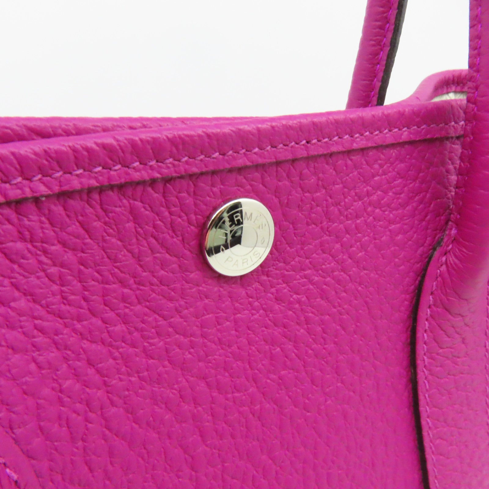 HERMES Negonda皮革Garden Party TPM銀扣手挽袋Rose Pourpre紫色