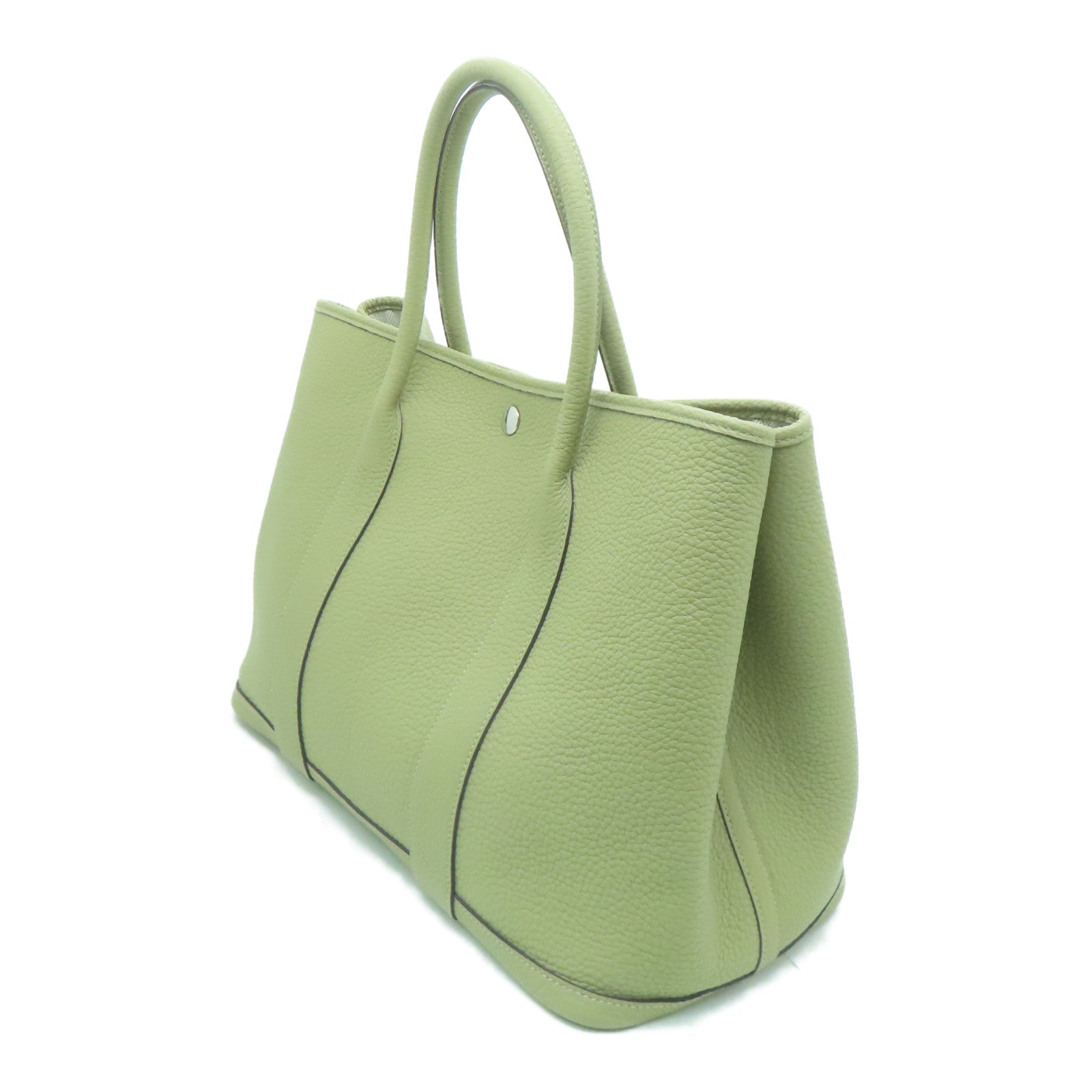 HERMES Negonda皮革Garden Party PM銀扣手挽袋鼠尾草色