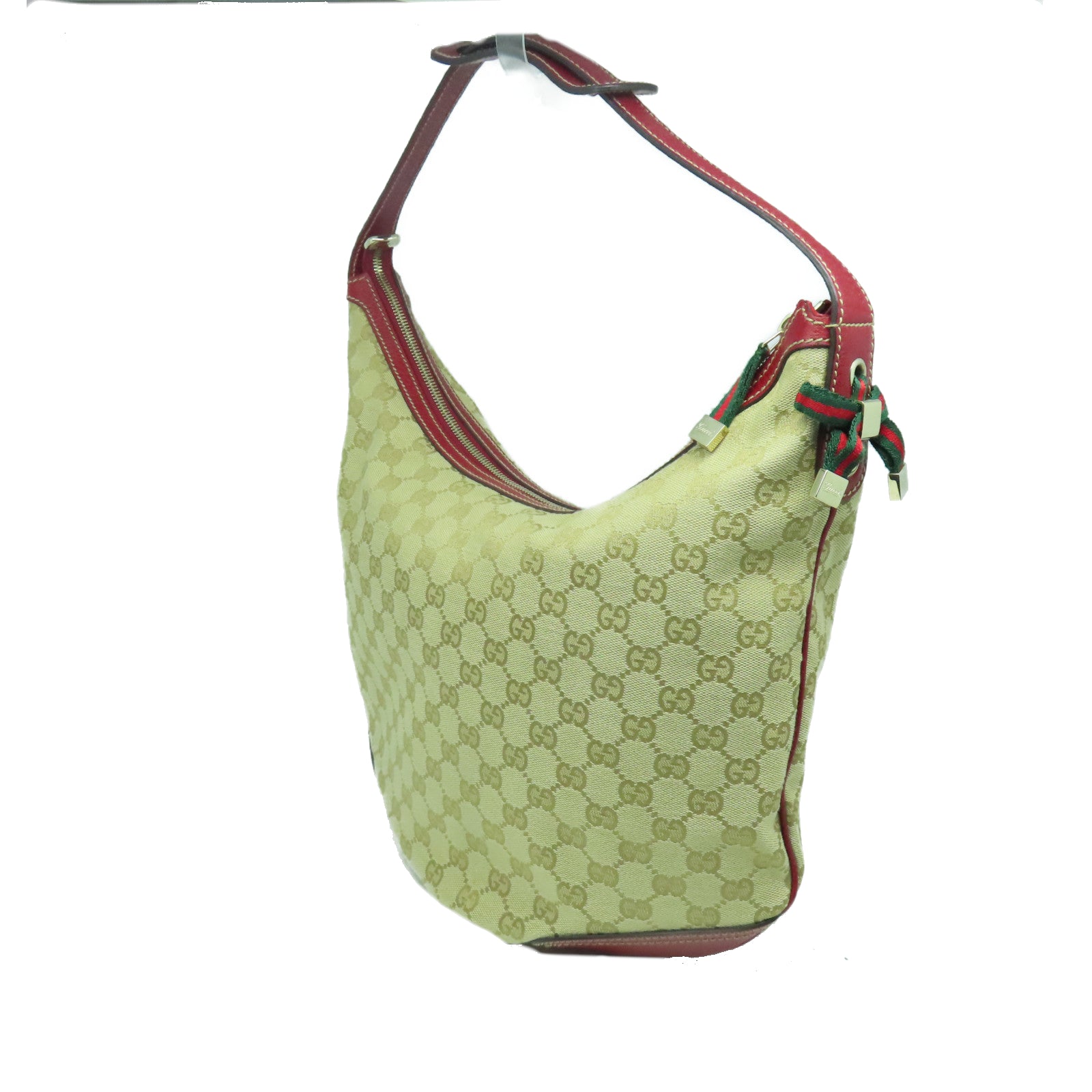 GUCCI GG帆布Princy Hobo Bag金扣肩背袋紅色/啡色