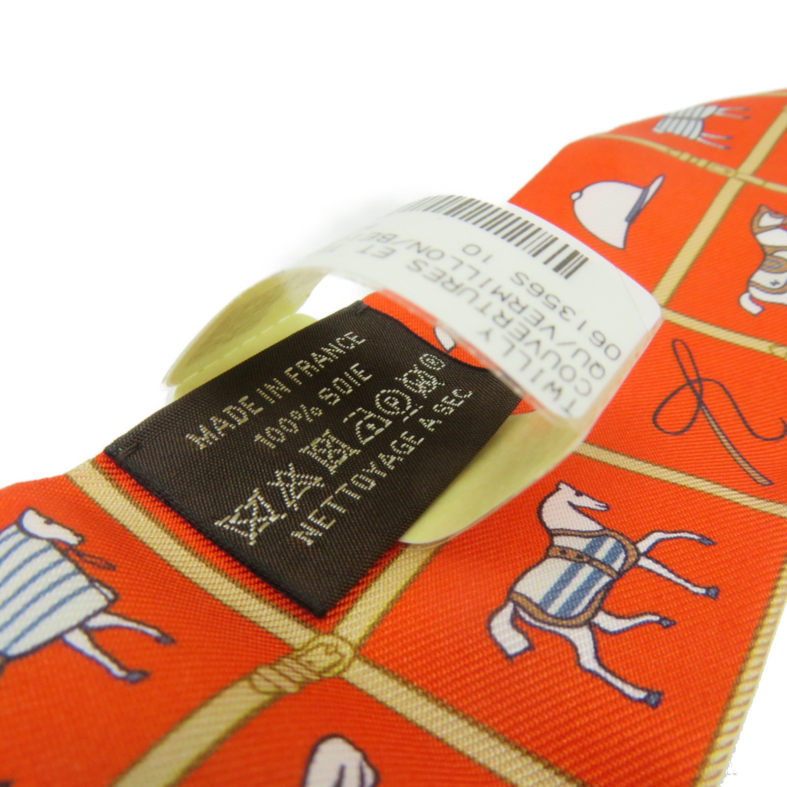HERMES 絲質Twilly Scarf絲巾橙色/彩色