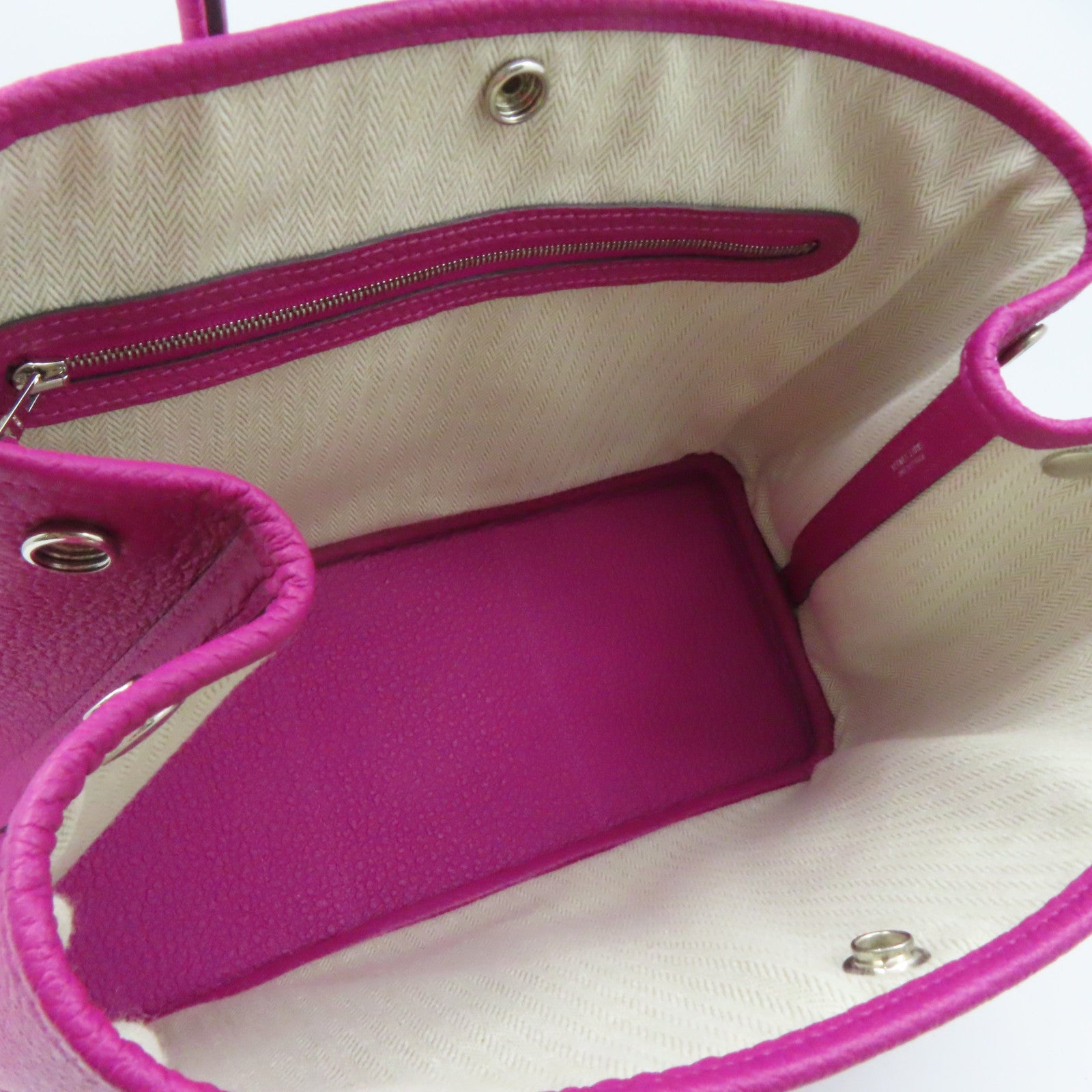 HERMES Negonda皮革Garden Party TPM銀扣手挽袋Rose Pourpre紫色