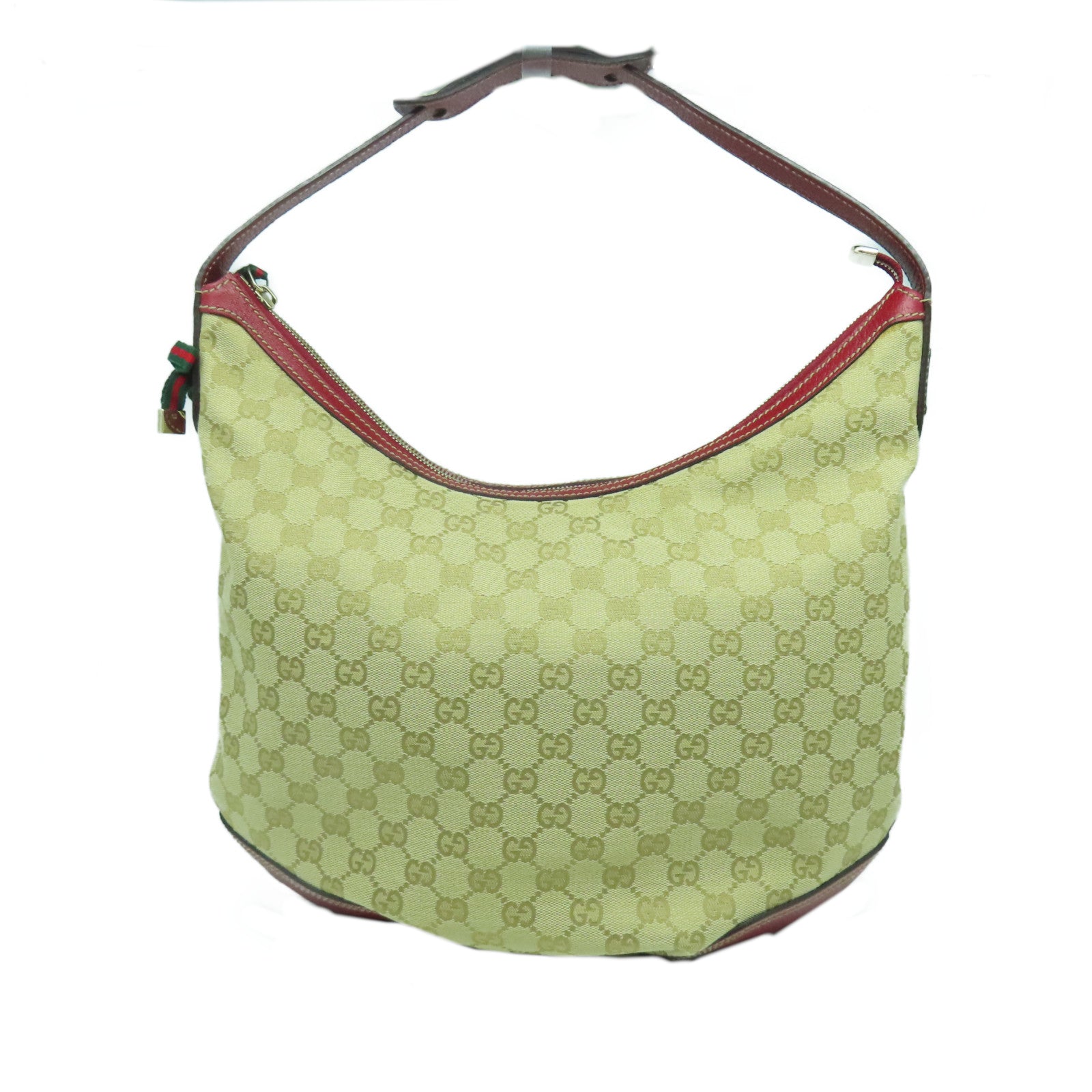 GUCCI GG帆布Princy Hobo Bag金扣肩背袋紅色/啡色