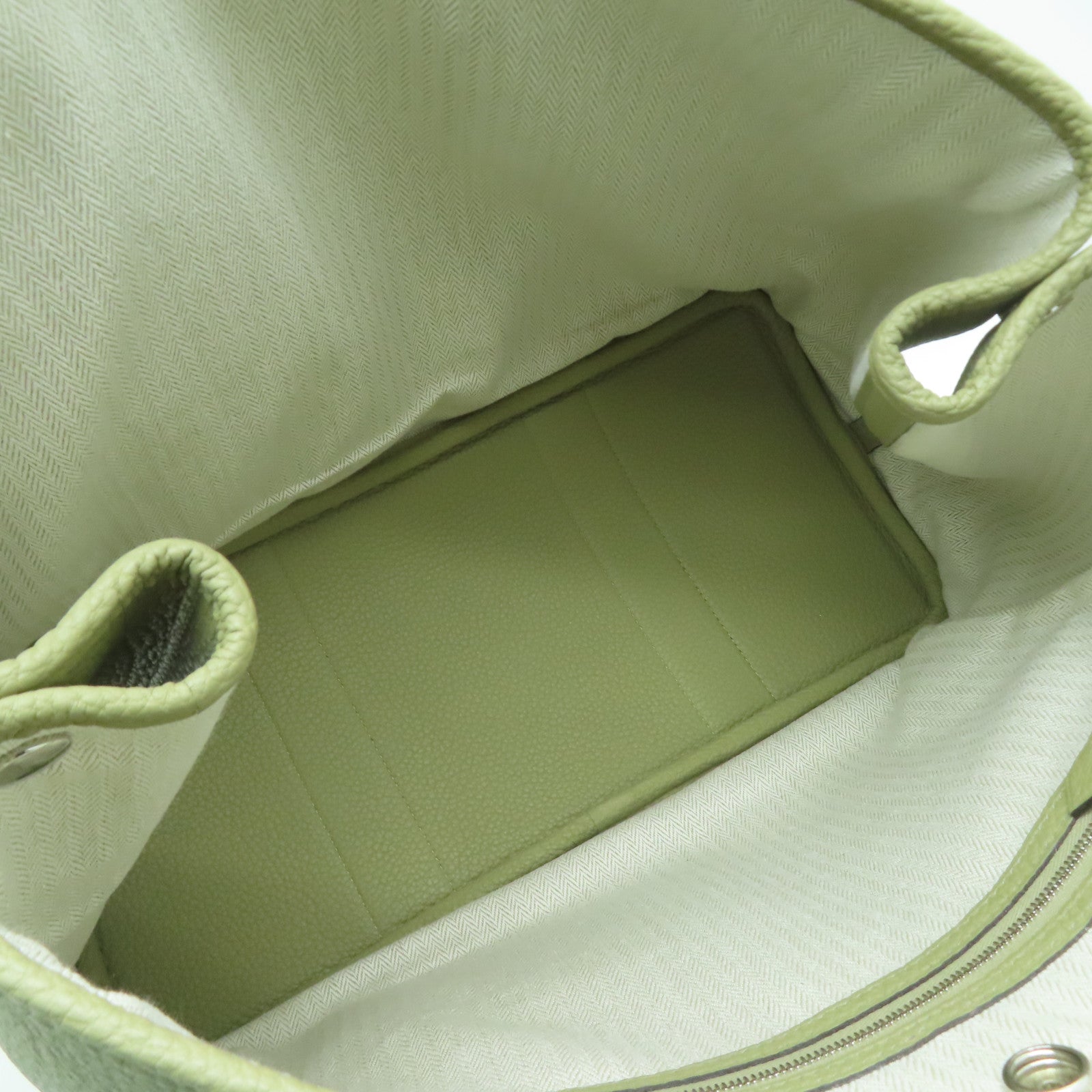 HERMES Negonda皮革Garden Party PM銀扣手挽袋鼠尾草色