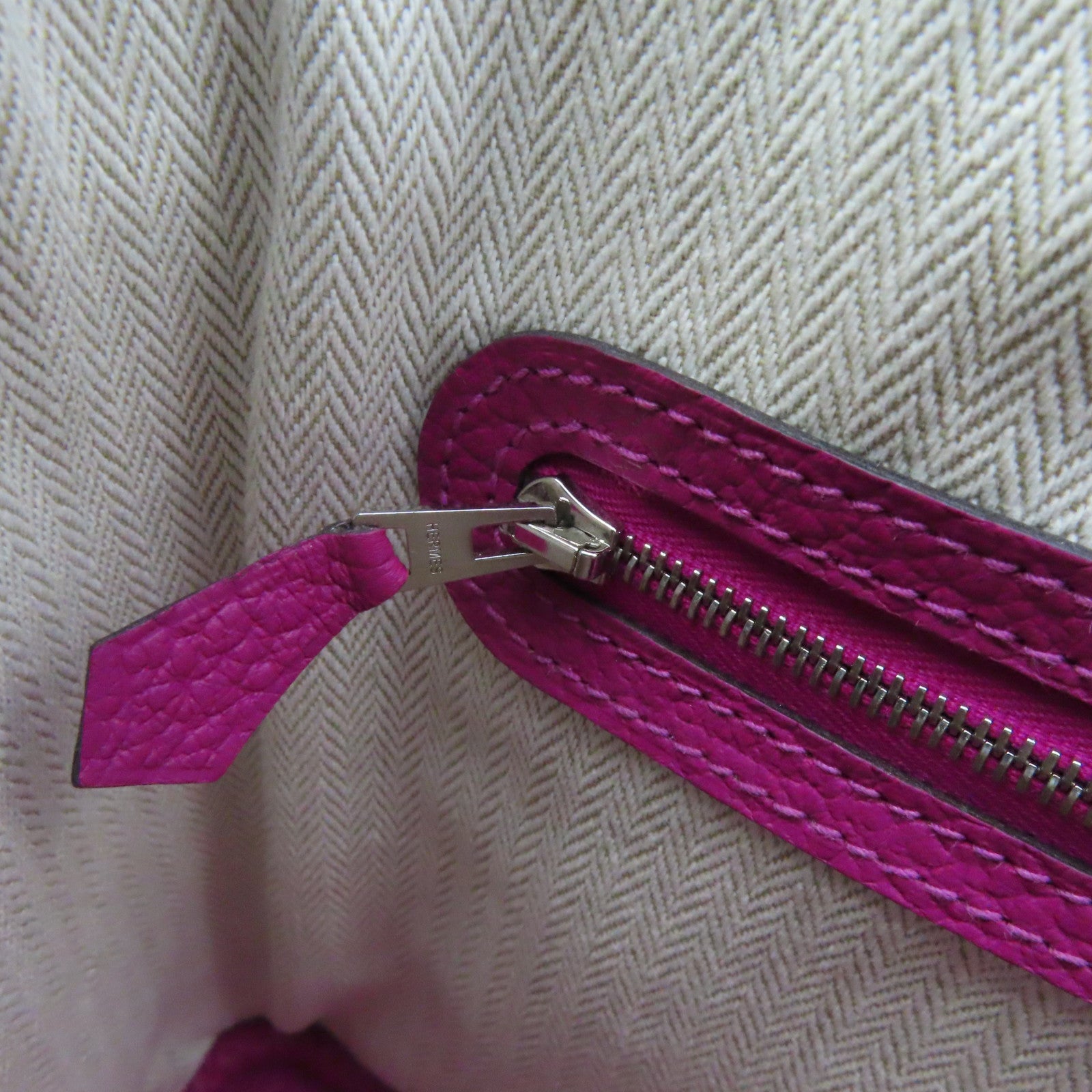 HERMES Negonda皮革Garden Party TPM銀扣手挽袋Rose Pourpre紫色