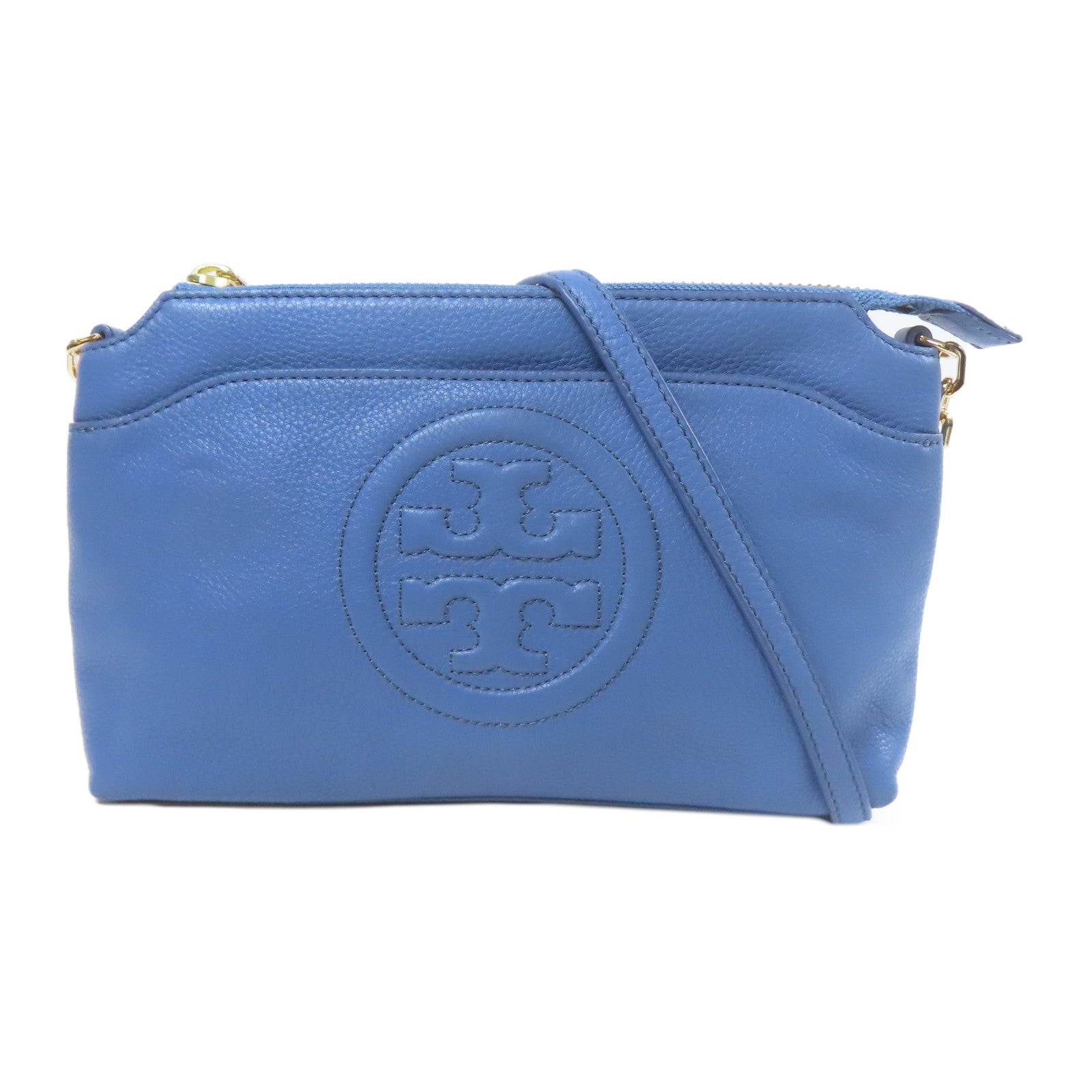 Tory Burch 牛皮皮革Shoulder Bag金扣肩背袋藍色