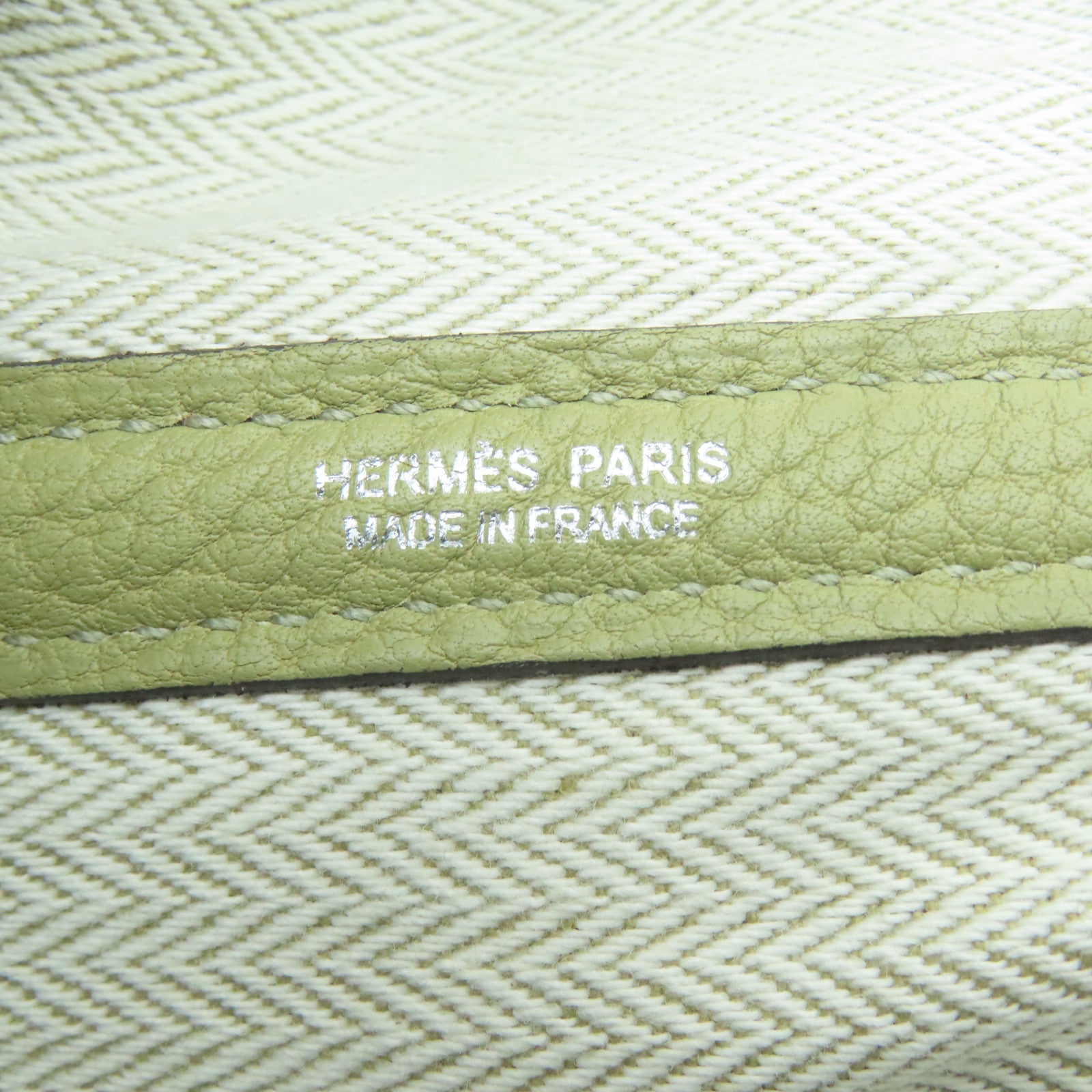 HERMES Negonda皮革Garden Party PM銀扣手挽袋鼠尾草色