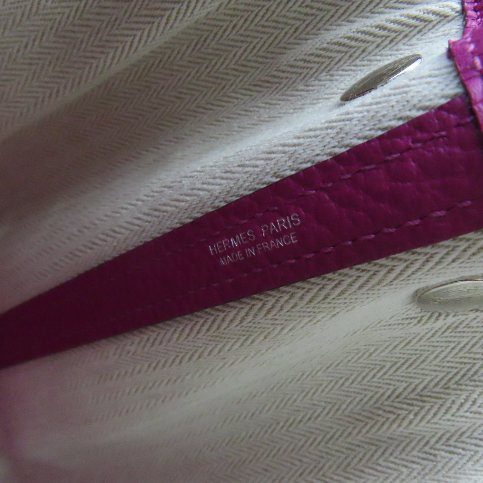 HERMES Negonda皮革Garden Party TPM銀扣手挽袋Rose Pourpre紫色