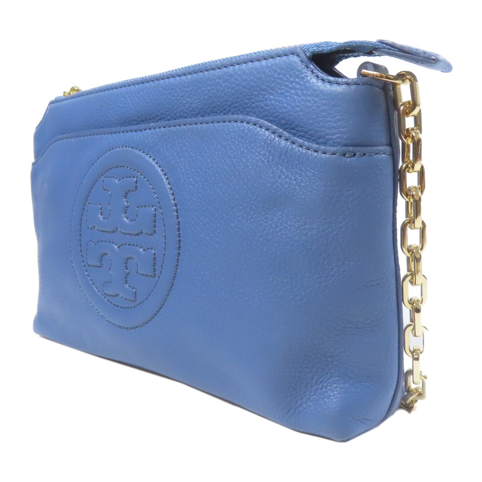 Tory Burch 牛皮皮革Shoulder Bag金扣肩背袋藍色