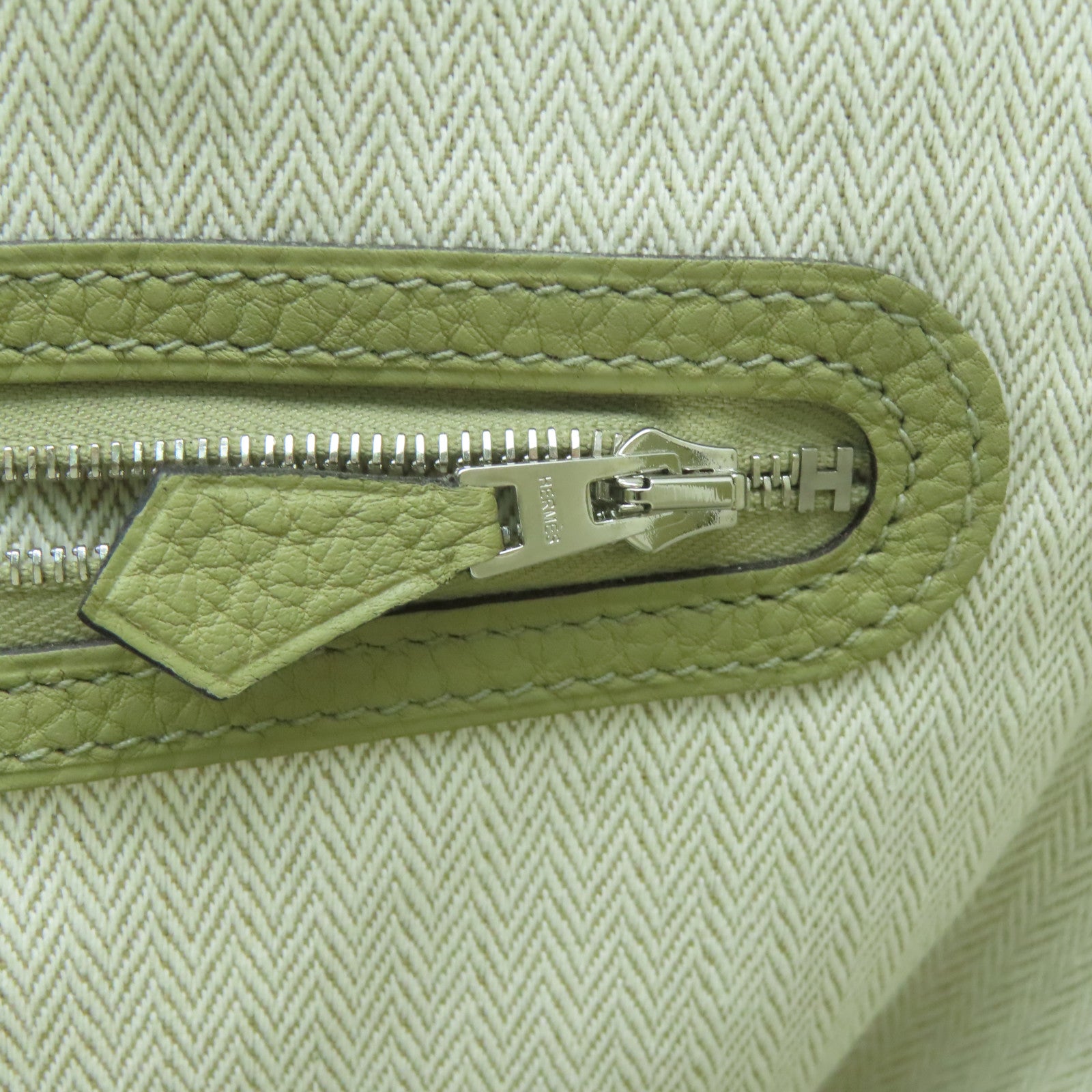 HERMES Negonda皮革Garden Party PM銀扣手挽袋鼠尾草色