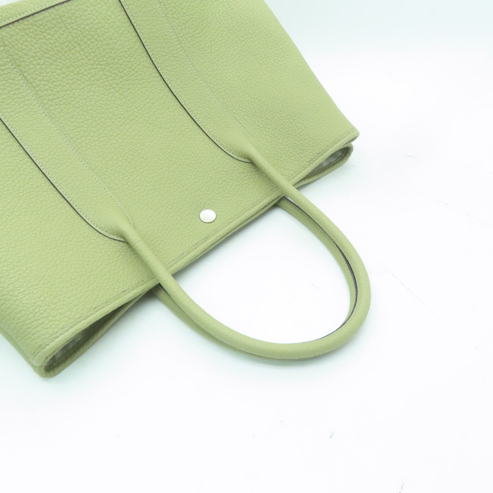 HERMES Negonda皮革Garden Party PM銀扣手挽袋鼠尾草色