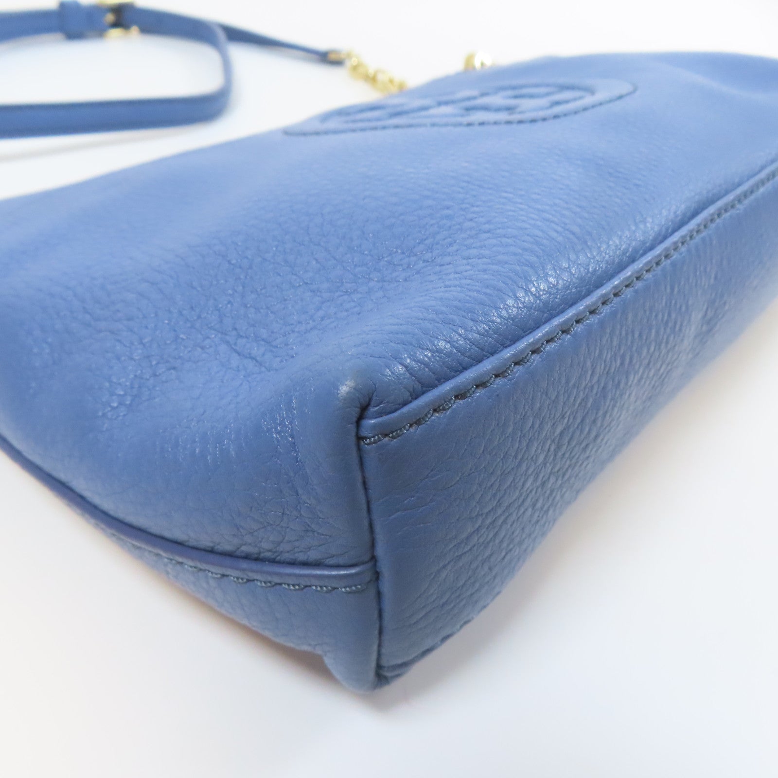 Tory Burch 牛皮皮革Shoulder Bag金扣肩背袋藍色