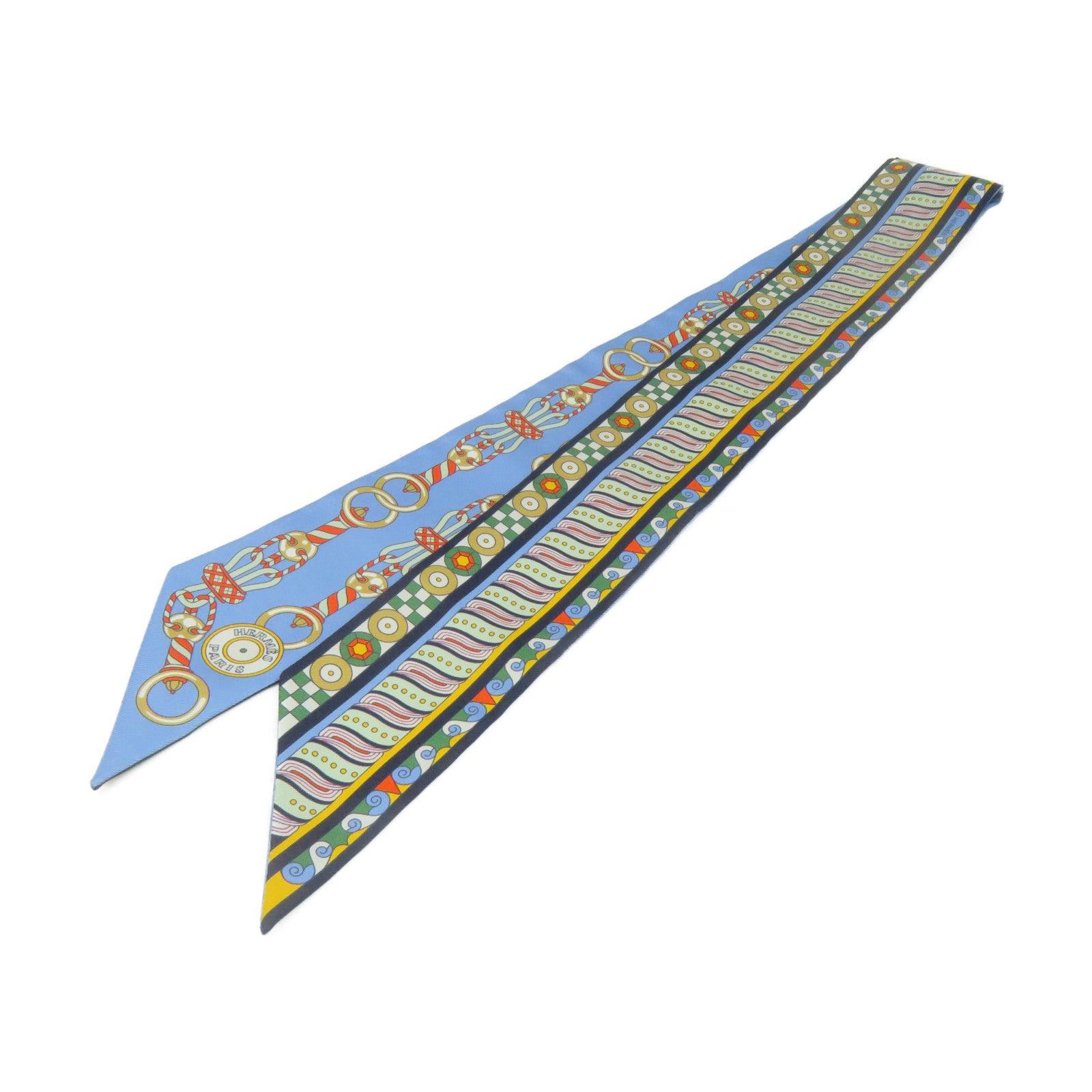 HERMES Silk Twilly Scarf Blue/Color
