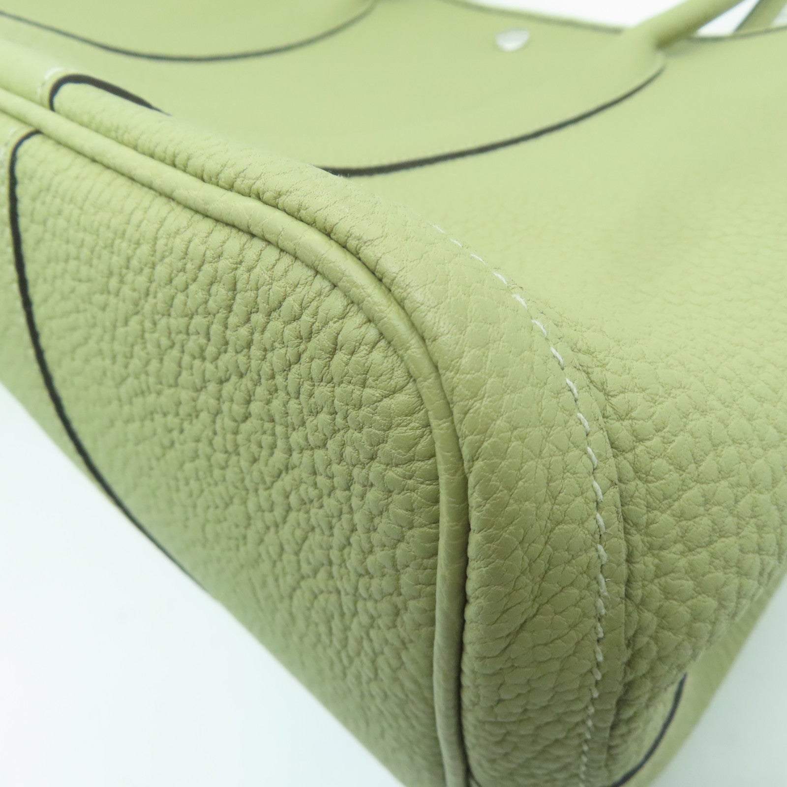 HERMES Negonda皮革Garden Party PM銀扣手挽袋鼠尾草色