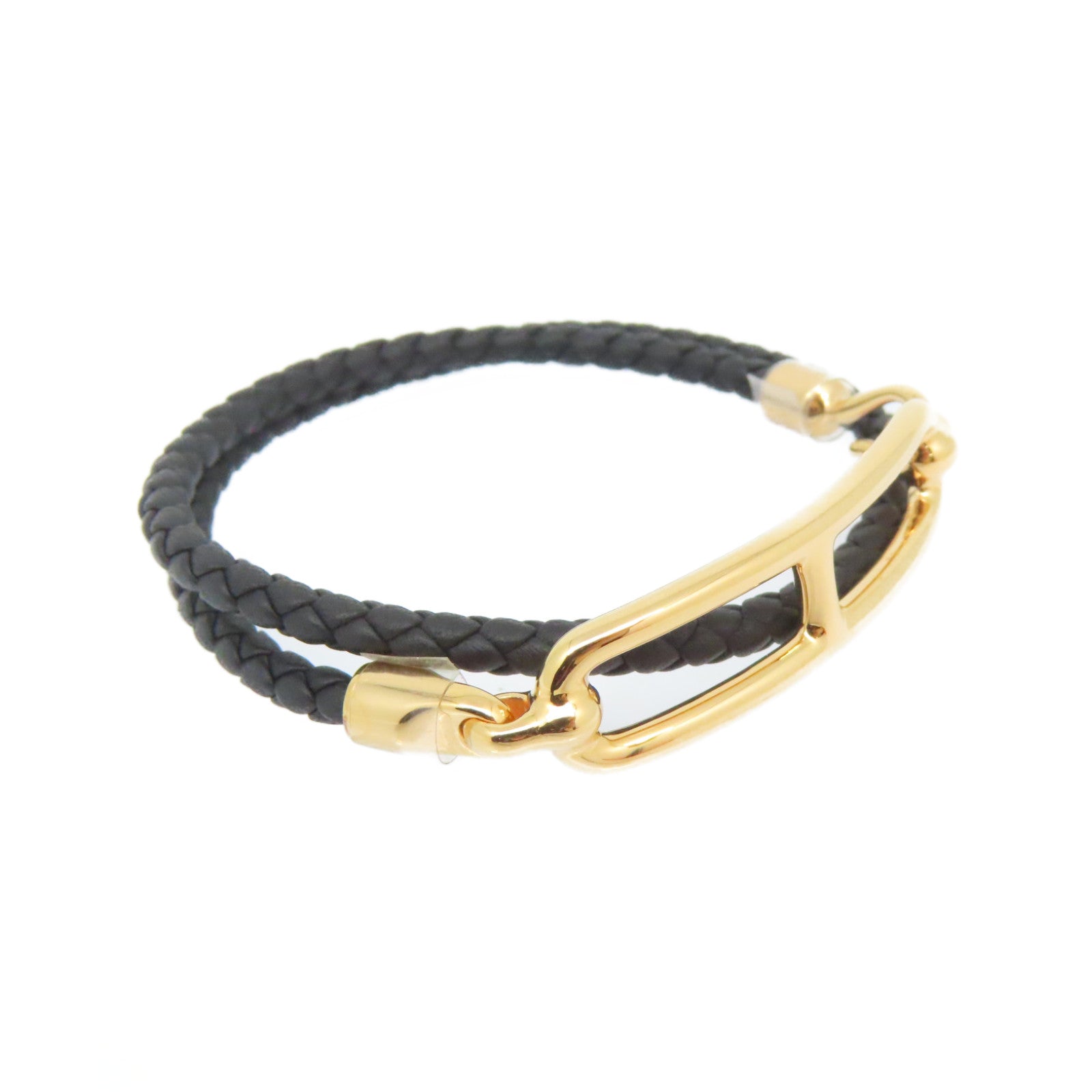HERMES Swift皮革Roulis Double Tour金扣手鏈Gold啡色