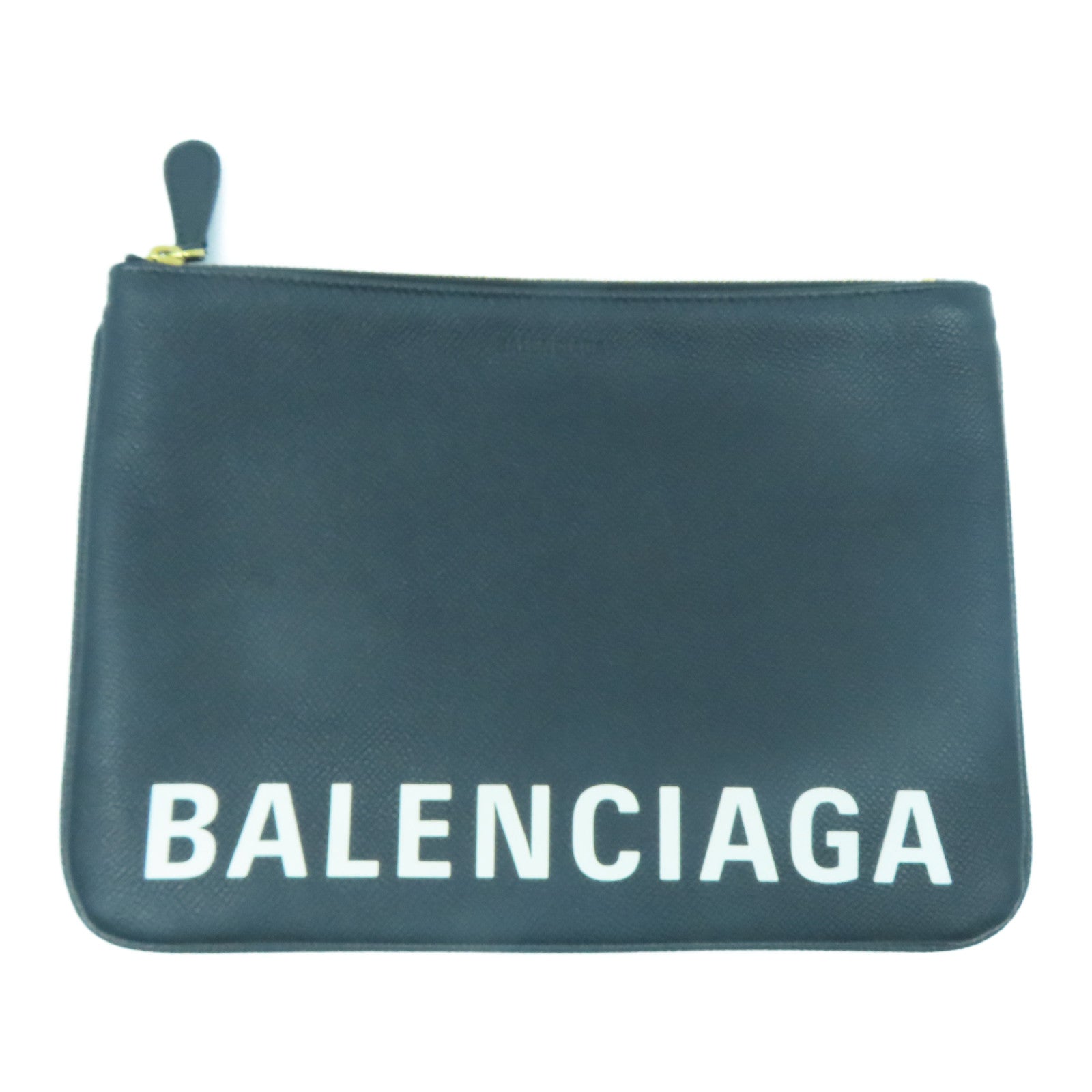 BALENCIAGA 牛皮皮革Pouch金扣手拿包黑色