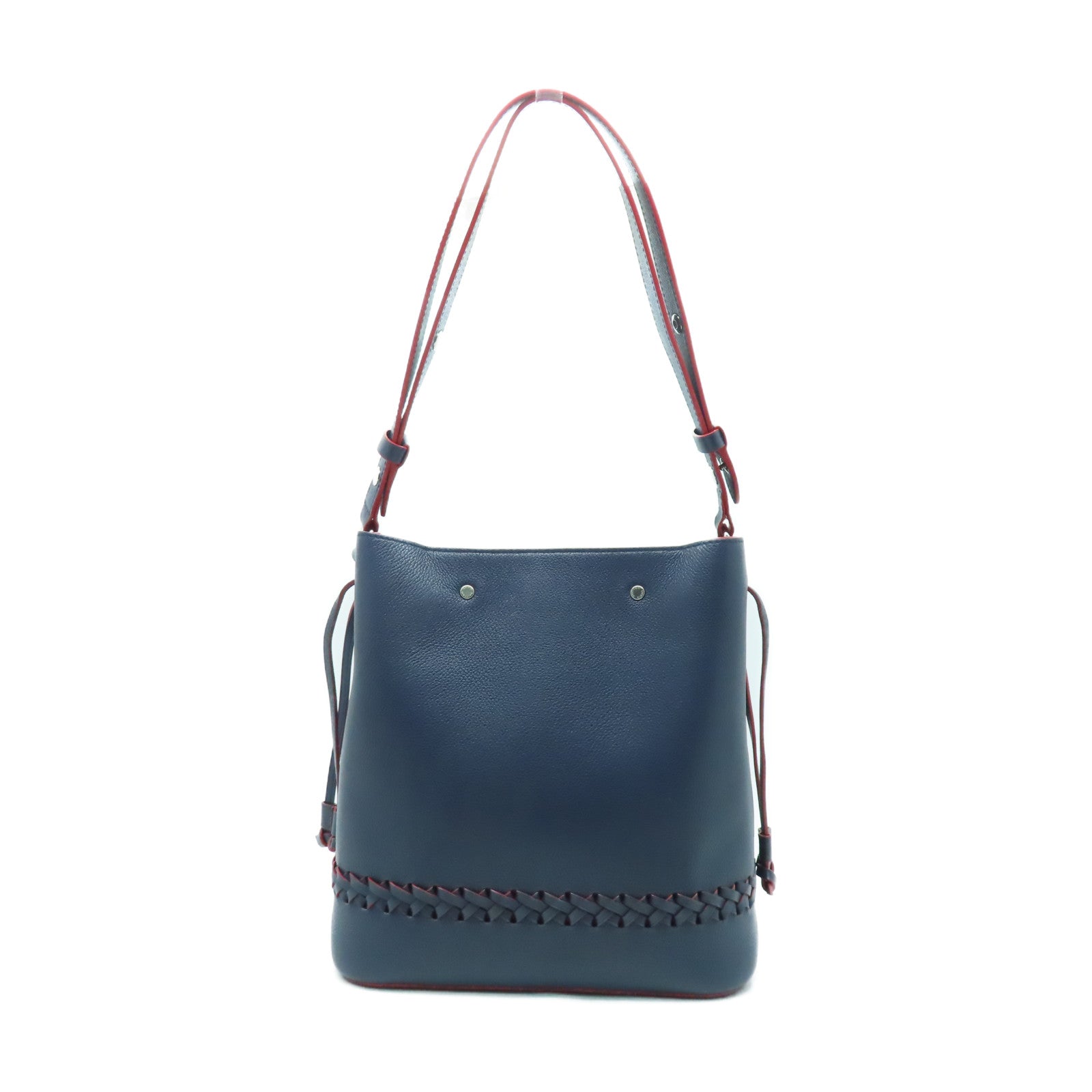 LOUIS VUITTON 牛皮皮革Lockme Bucket銀扣肩背袋深藍色