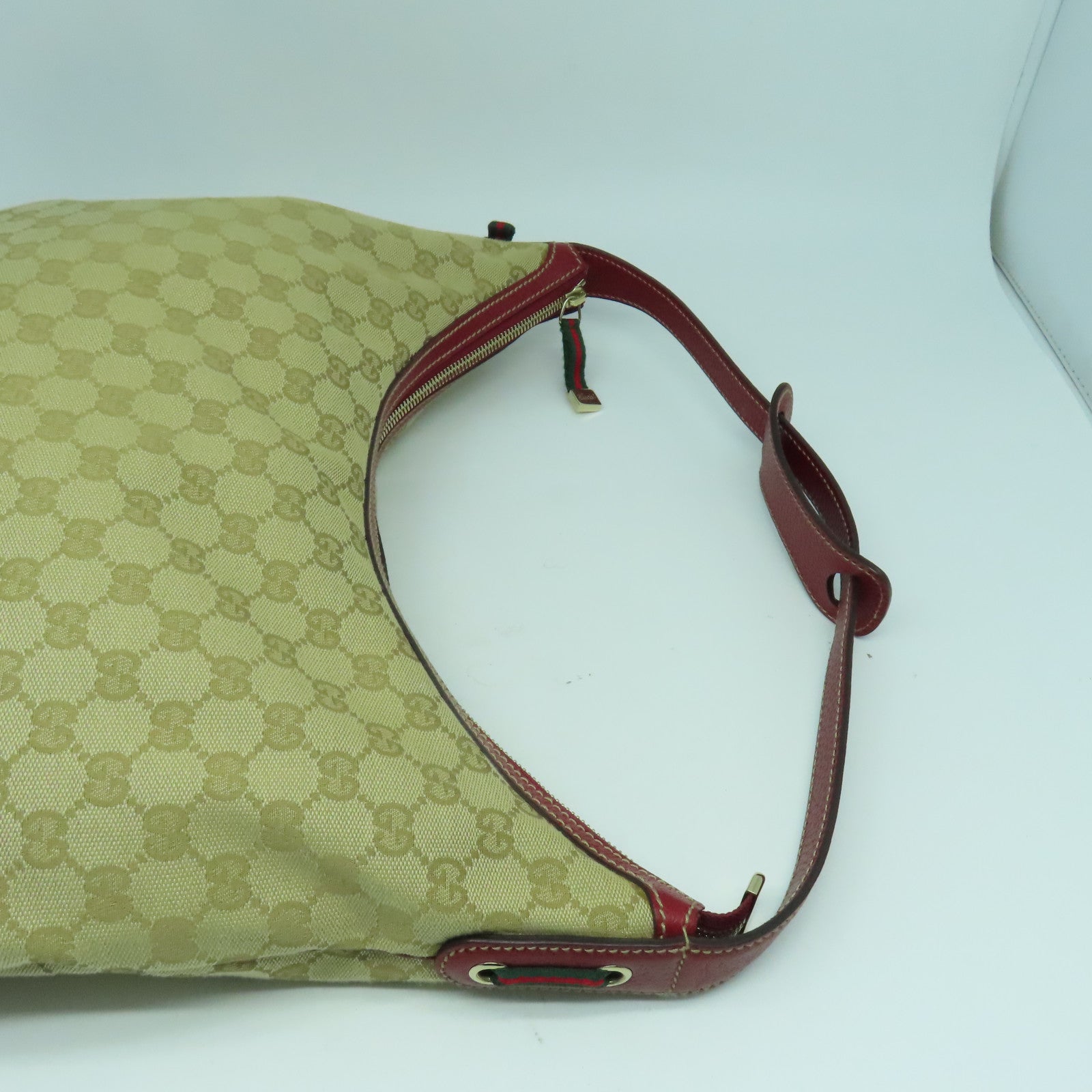 GUCCI GG帆布Princy Hobo Bag金扣肩背袋紅色/啡色