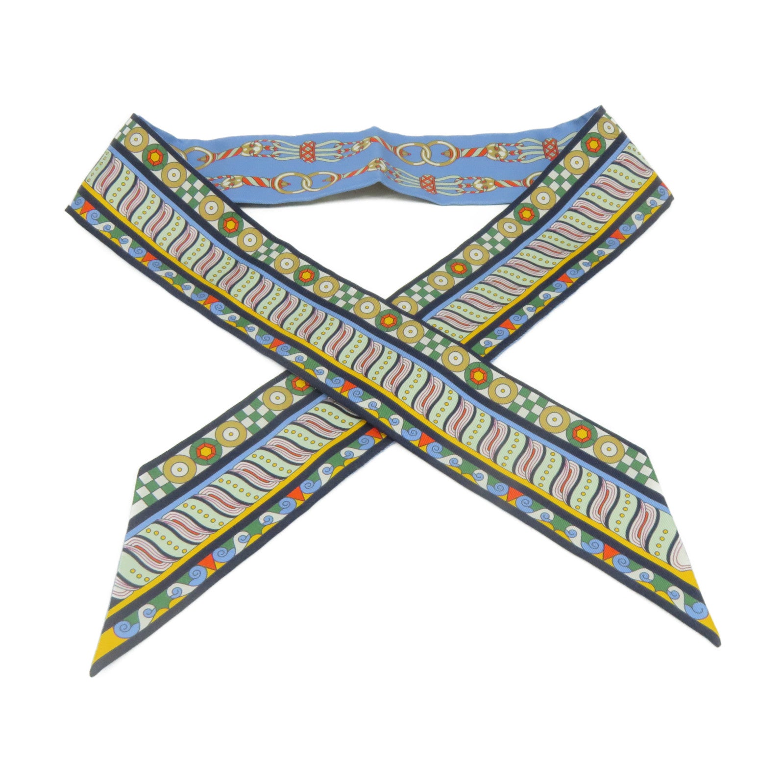 HERMES Silk Twilly Scarf Blue/Color