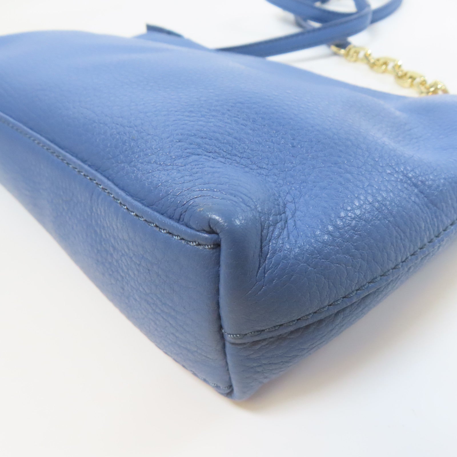 Tory Burch 牛皮皮革Shoulder Bag金扣肩背袋藍色