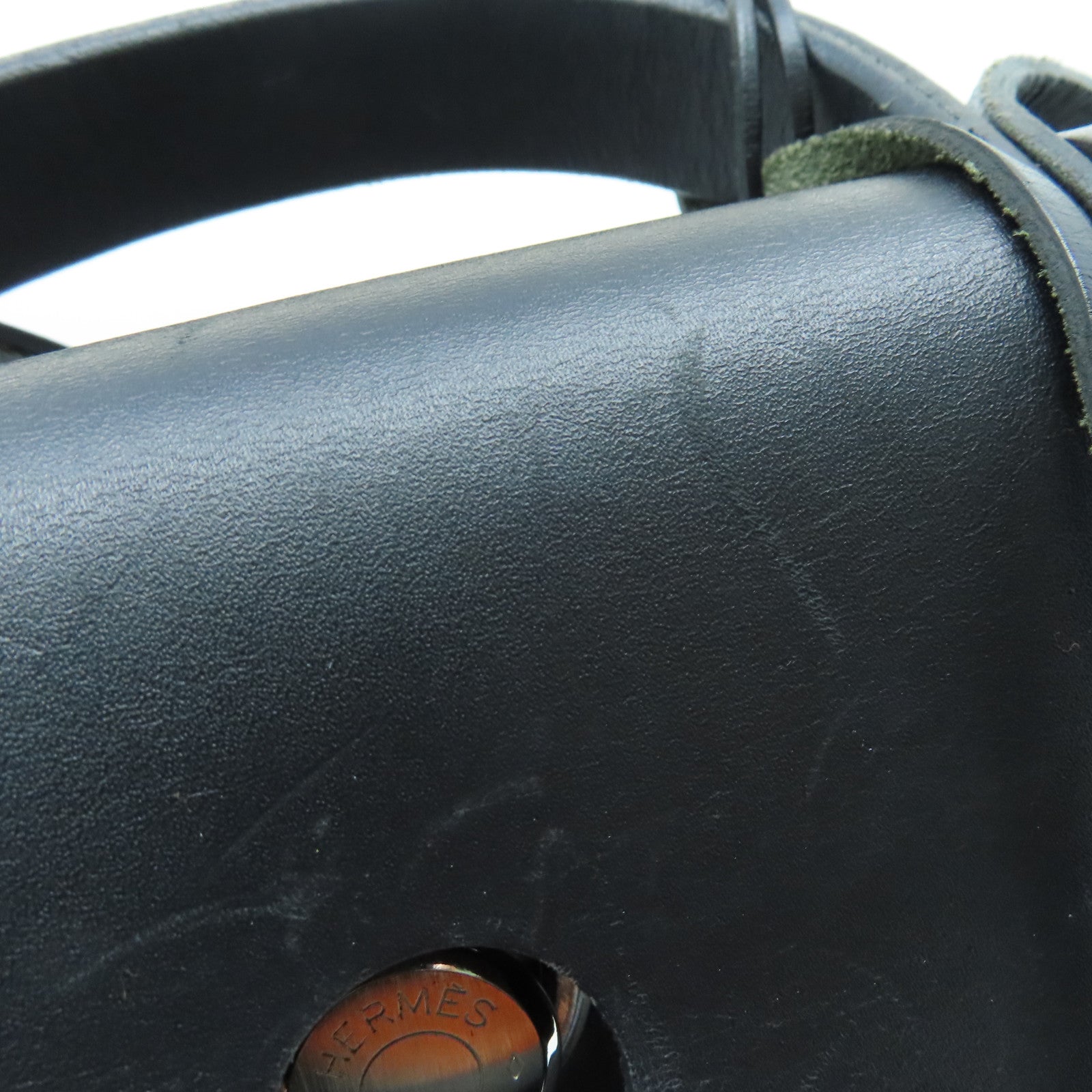 HERMES 帆布Herbag MM銀扣手挽肩背兩用袋黑色