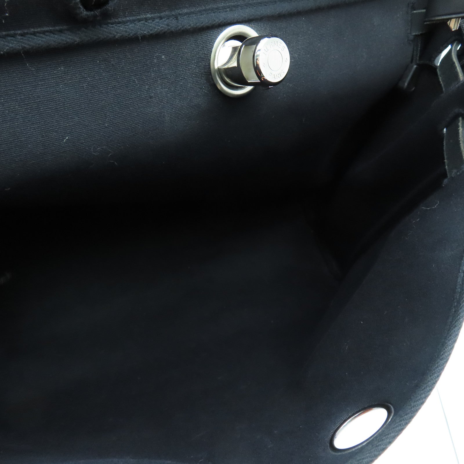 HERMES 帆布Herbag MM銀扣手挽肩背兩用袋黑色