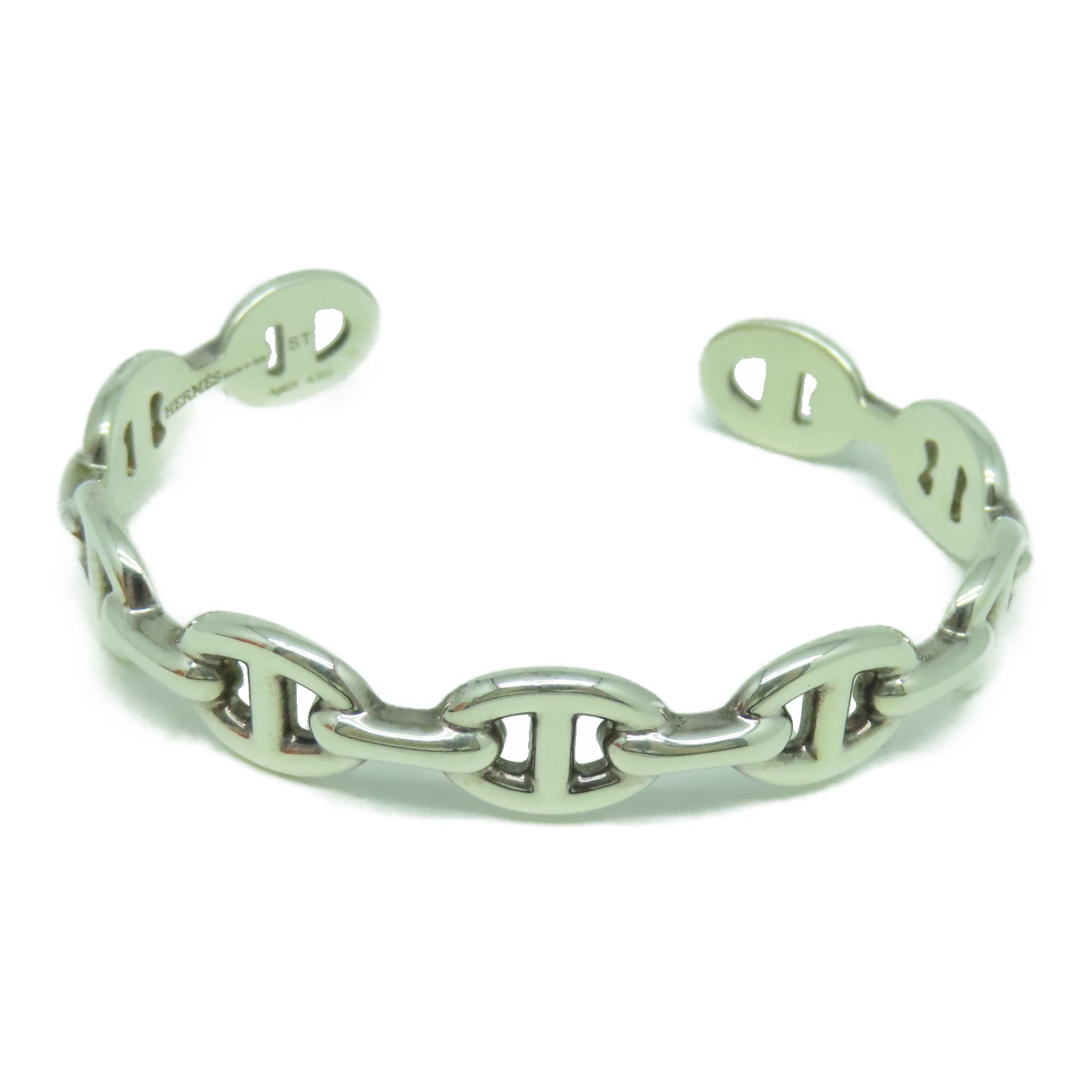 HERMES 925純銀Chaine D'ancre Enchainee Bracelet手鐲銀色