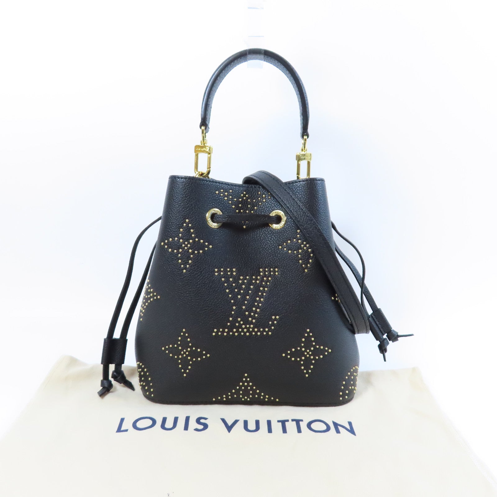 LOUIS VUITTON Monogram Empreinte NéoNoé BB金扣手挽肩背兩用袋黑色