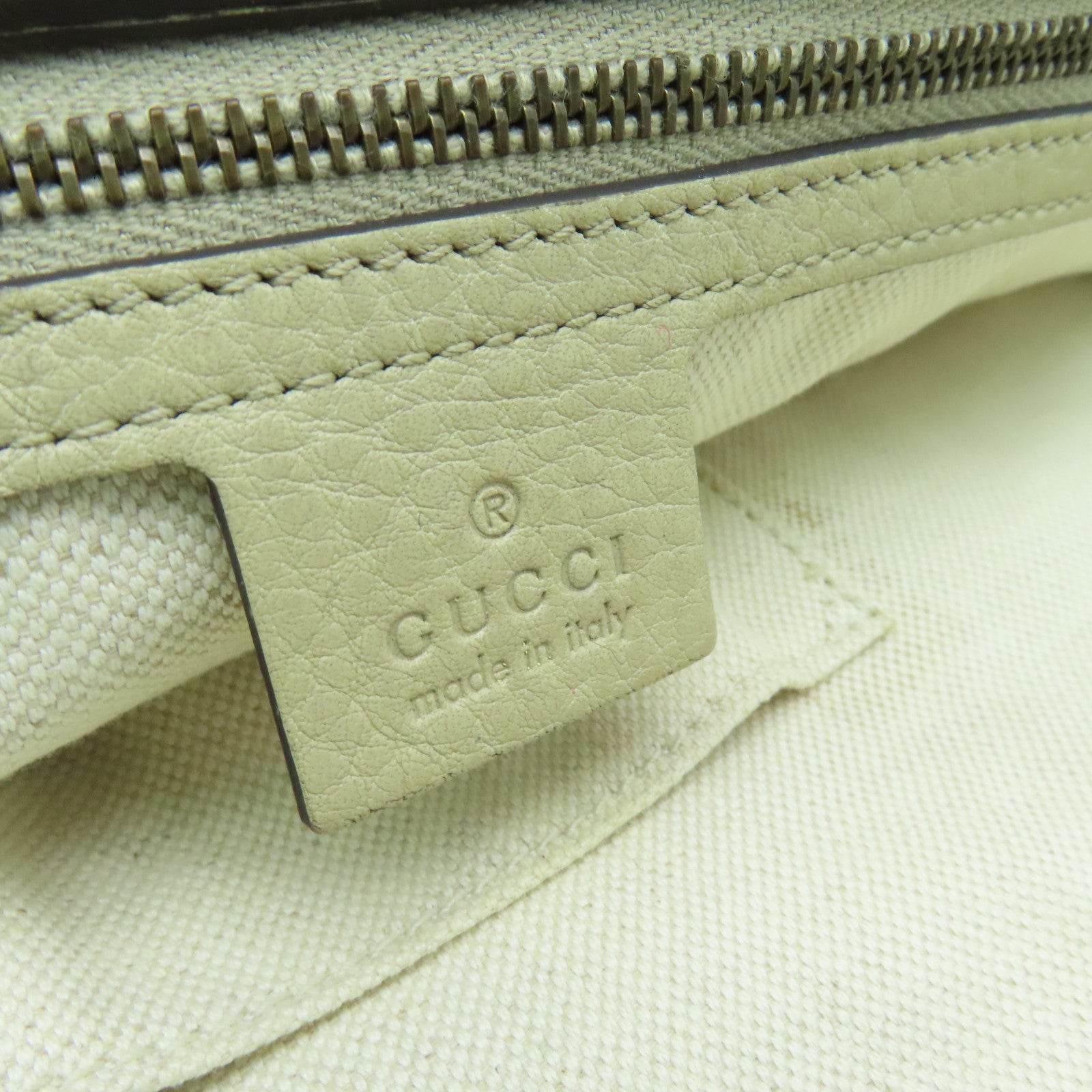 GUCCI canvas Tote Bag gold buckle handle bag brown