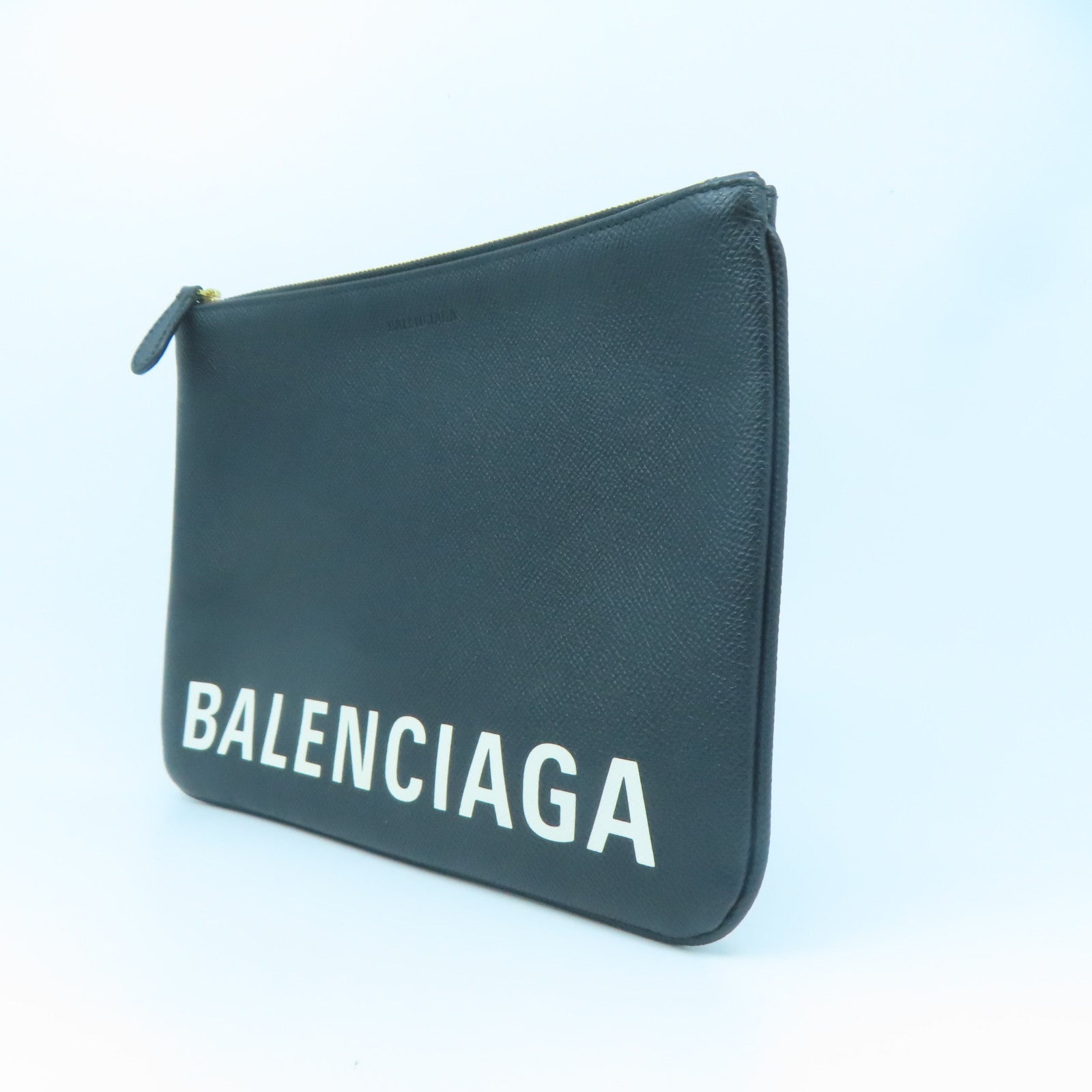 BALENCIAGA 牛皮皮革Pouch金扣手拿包黑色
