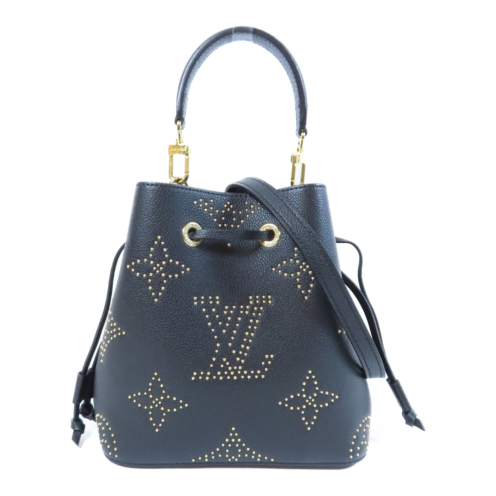 LOUIS VUITTON Monogram Empreinte NéoNoé BB金扣手挽肩背兩用袋黑色