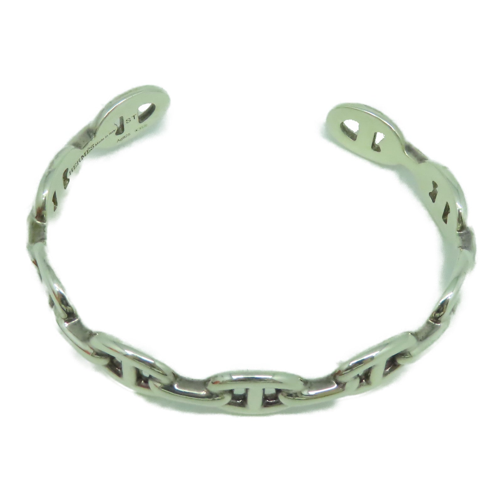 HERMES 925純銀Chaine D'ancre Enchainee Bracelet手鐲銀色