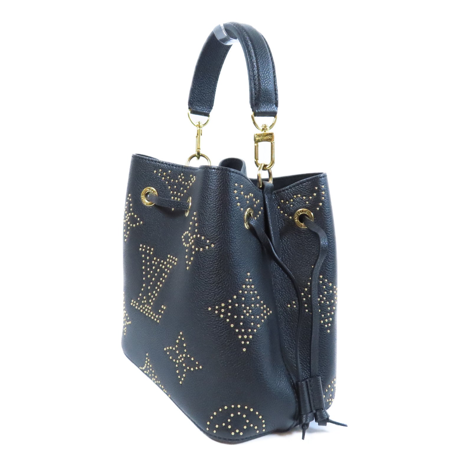 LOUIS VUITTON Monogram Empreinte NéoNoé BB金扣手挽肩背兩用袋黑色