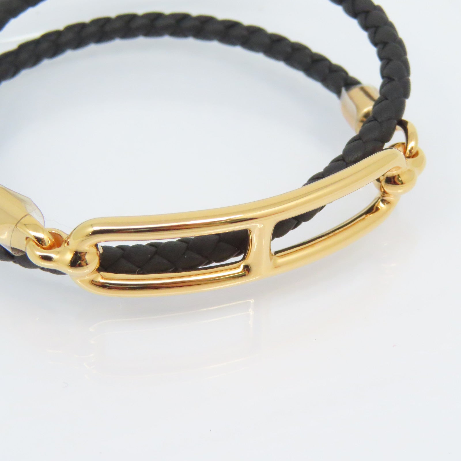 HERMES Swift皮革Roulis Double Tour金扣手鏈Gold啡色