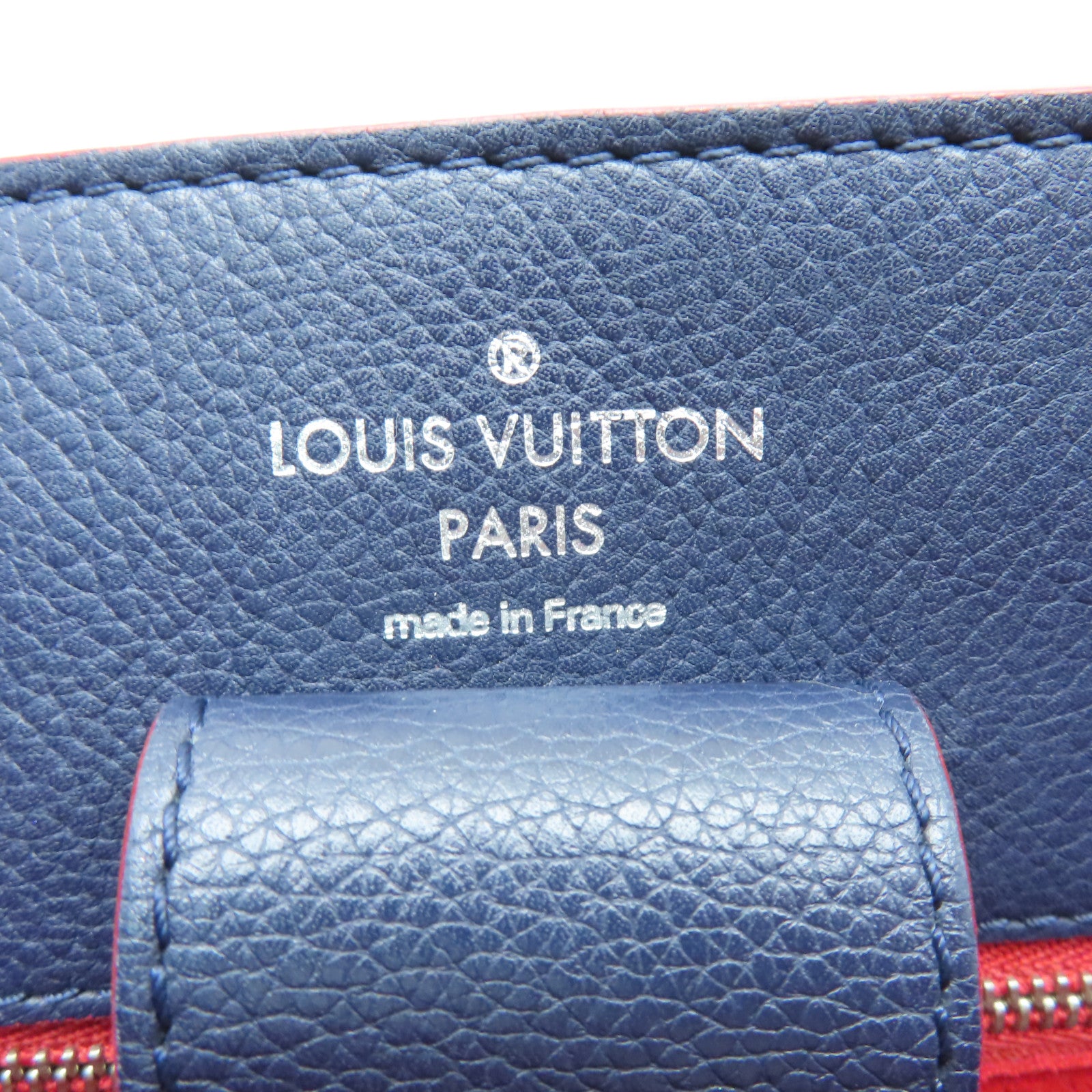 LOUIS VUITTON 牛皮皮革Lockme Bucket銀扣肩背袋深藍色