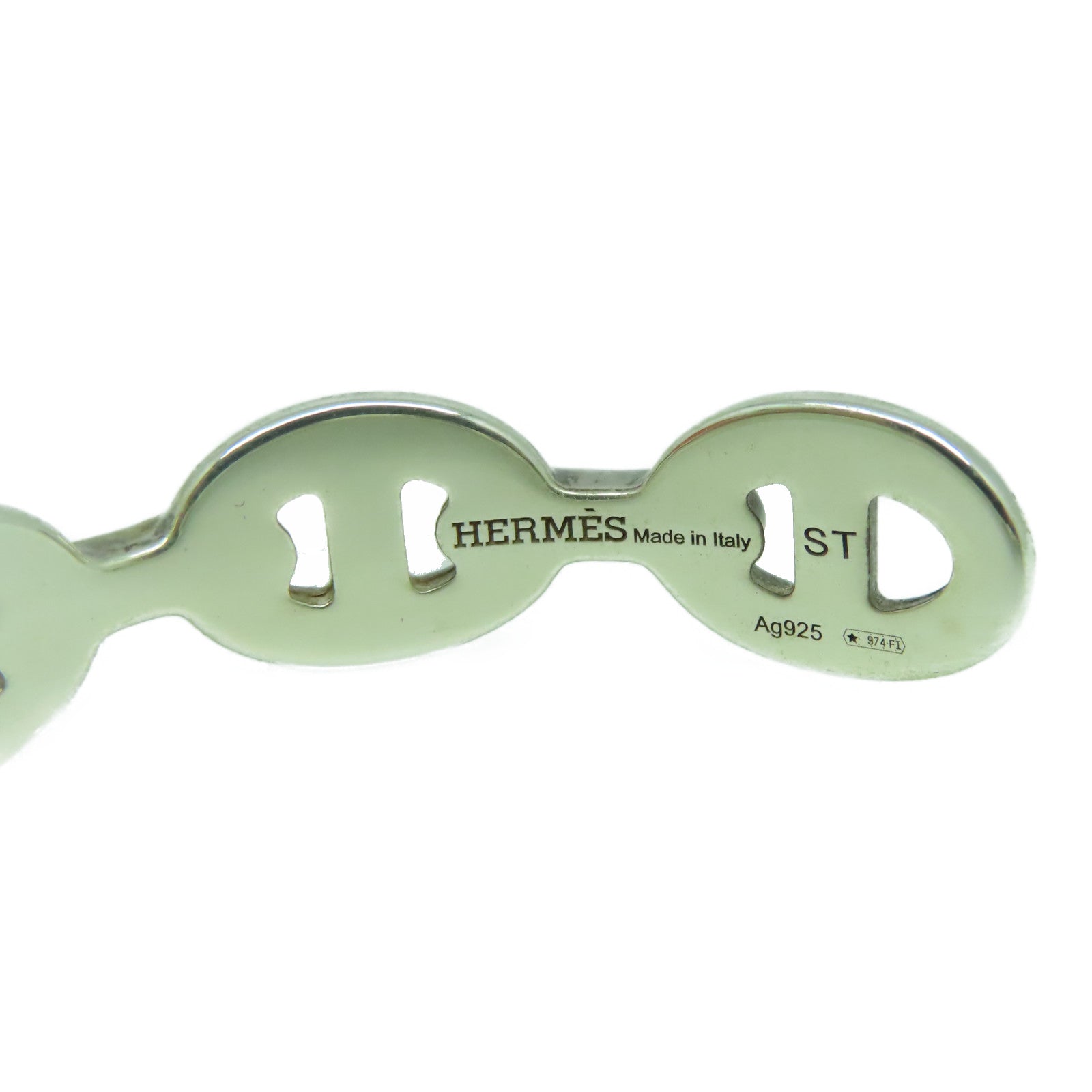 HERMES 925純銀Chaine D'ancre Enchainee Bracelet手鐲銀色