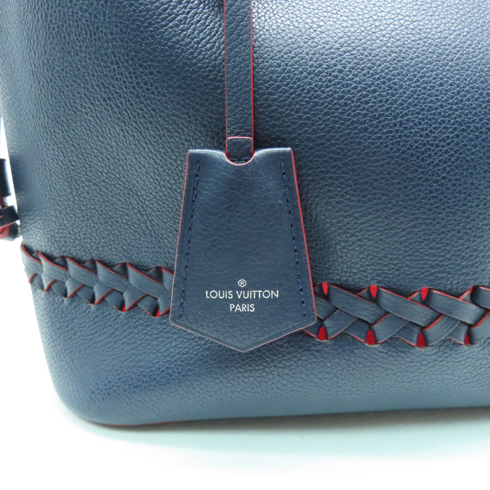LOUIS VUITTON 牛皮皮革Lockme Bucket銀扣肩背袋深藍色