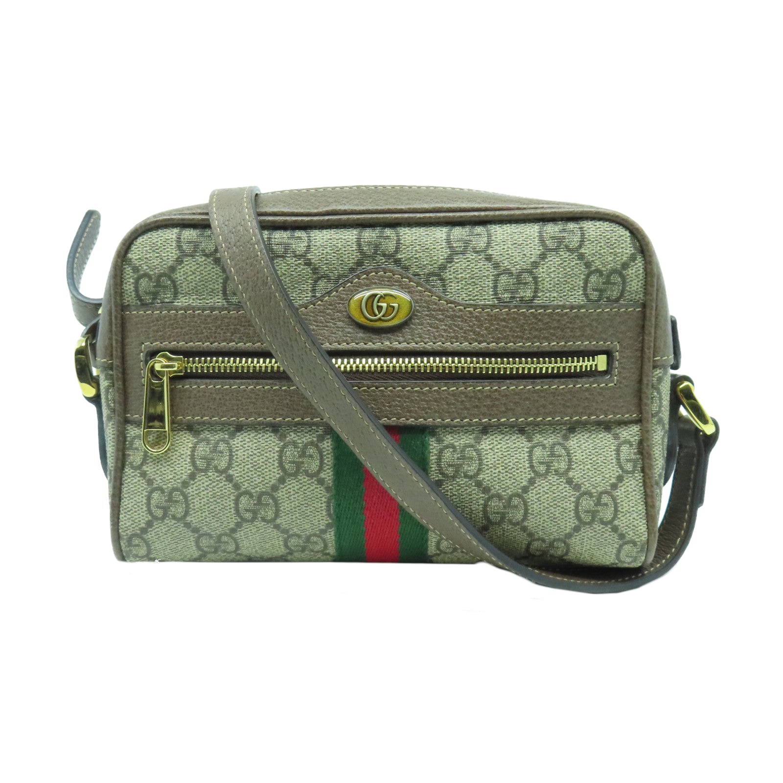 GUCCI 塗層帆布Ophidia GG Supreme金扣肩背袋啡色