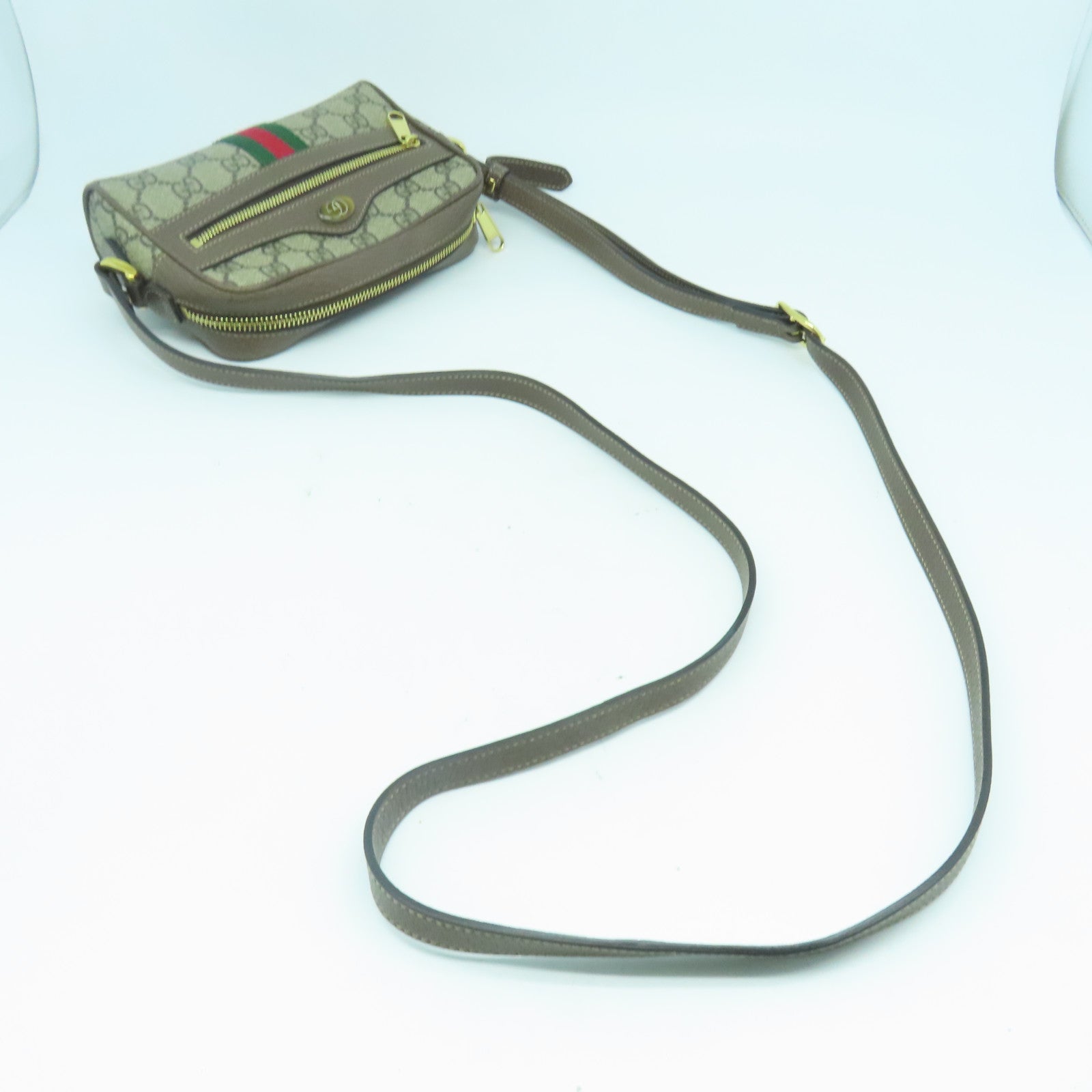 GUCCI 塗層帆布Ophidia GG Supreme金扣肩背袋啡色