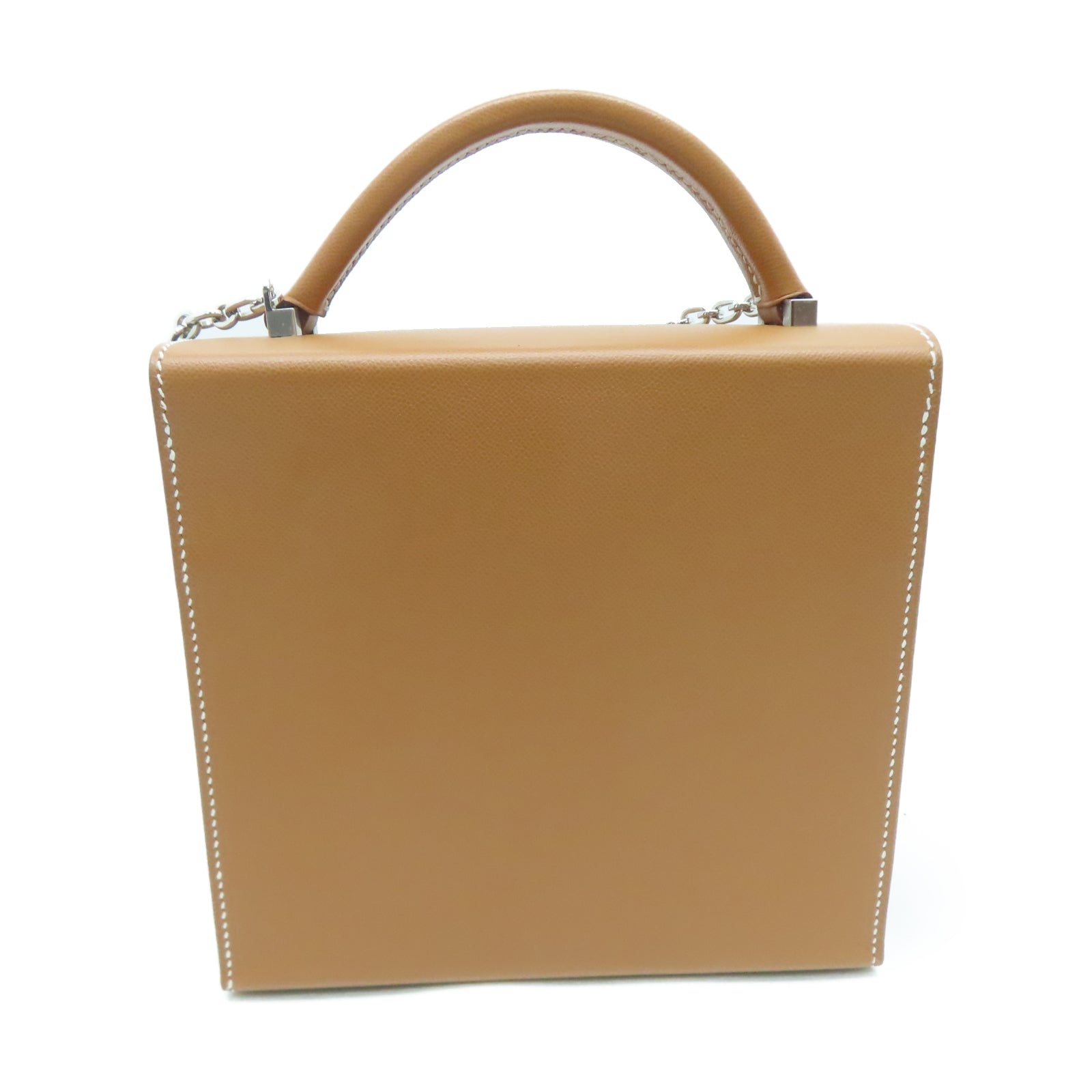 HERMES Veau Epsom皮革Cinhetic银扣链带肩背袋棕色