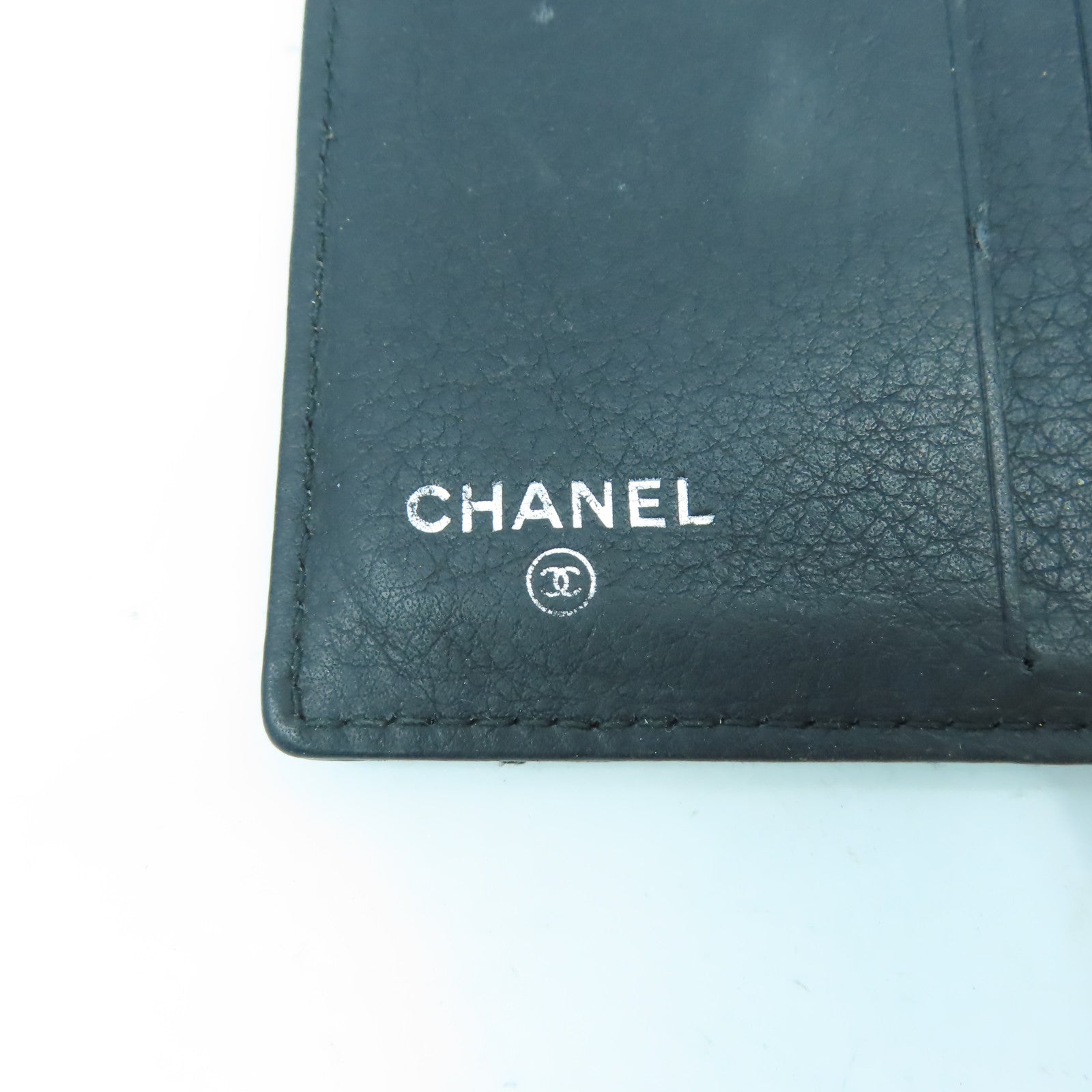 CHANEL 菱格牛皮皮革Wallet銀扣錢包黑色