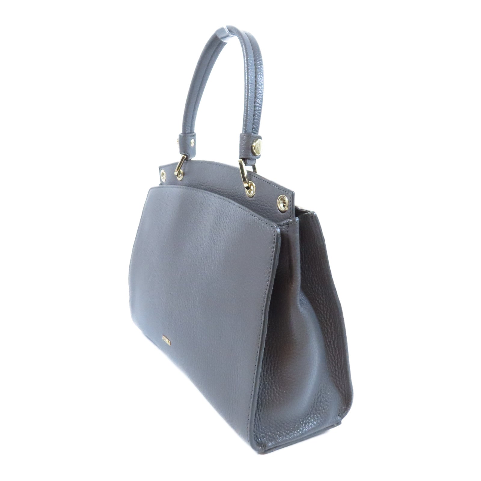 Furla 牛皮皮革2 Way Shoulder Bag金扣手挽肩背兩用袋灰色