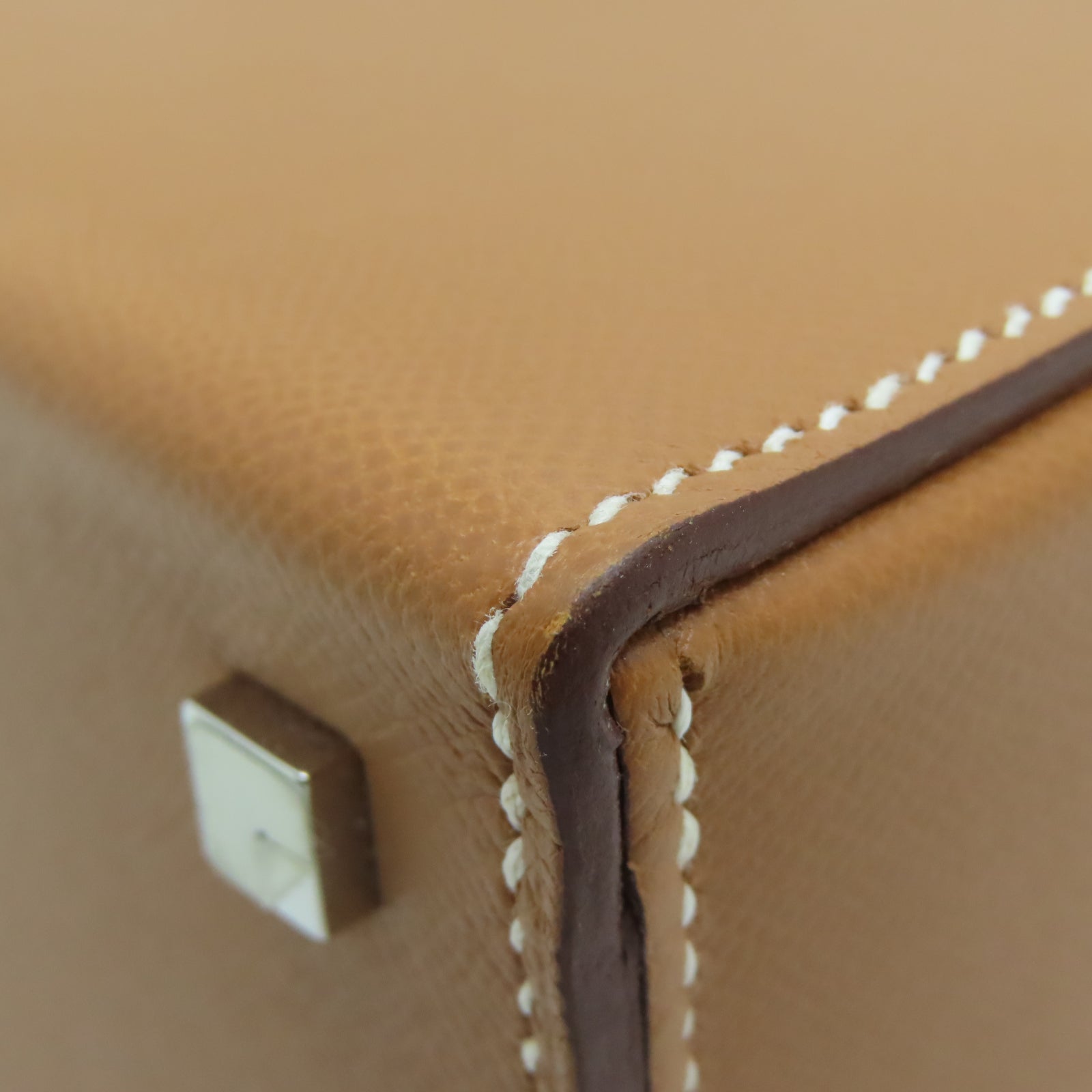 HERMES Veau Epsom皮革Cinhetic银扣链带肩背袋棕色