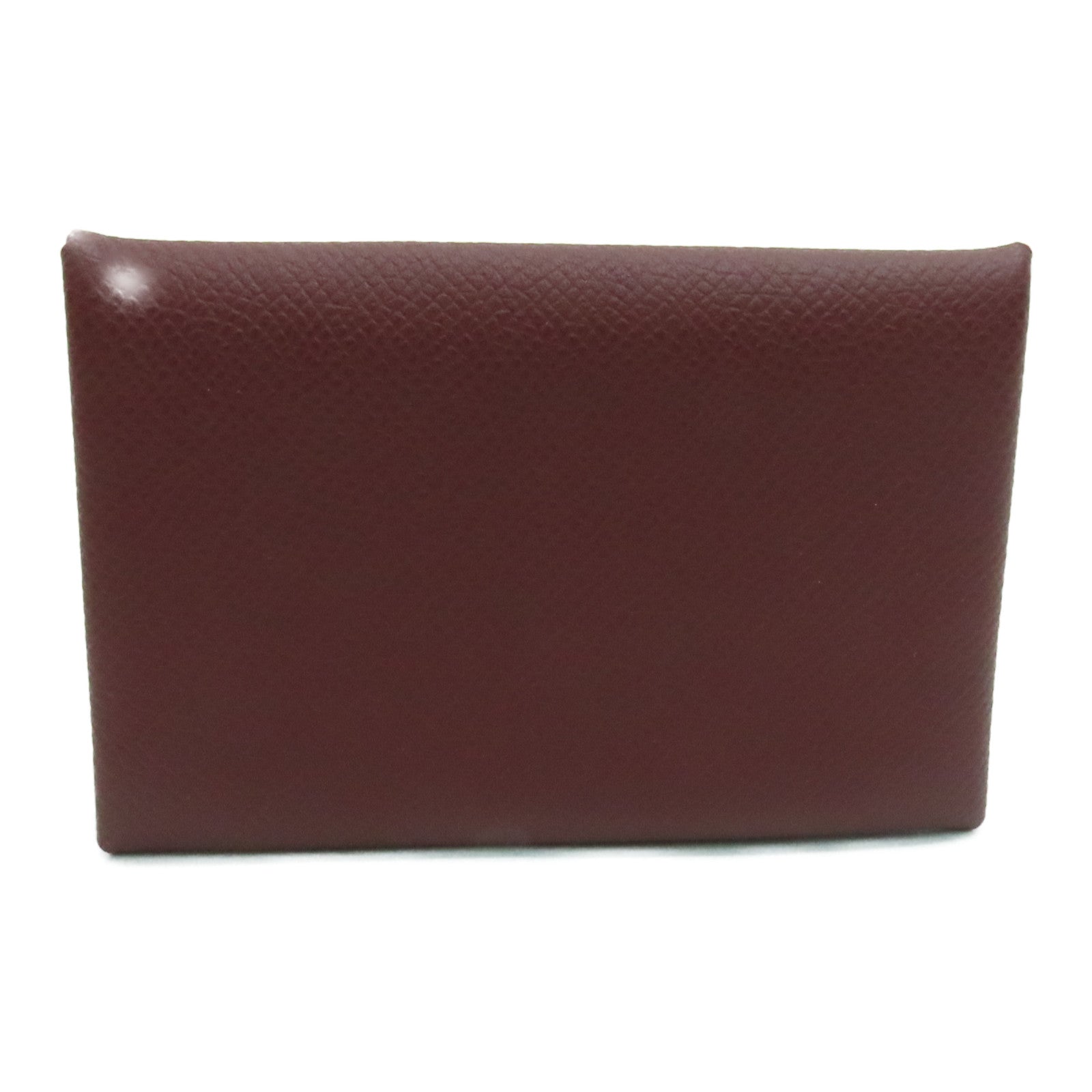 HERMES Veau Epsom皮革Calvi Card Holder卡片套银扣红色