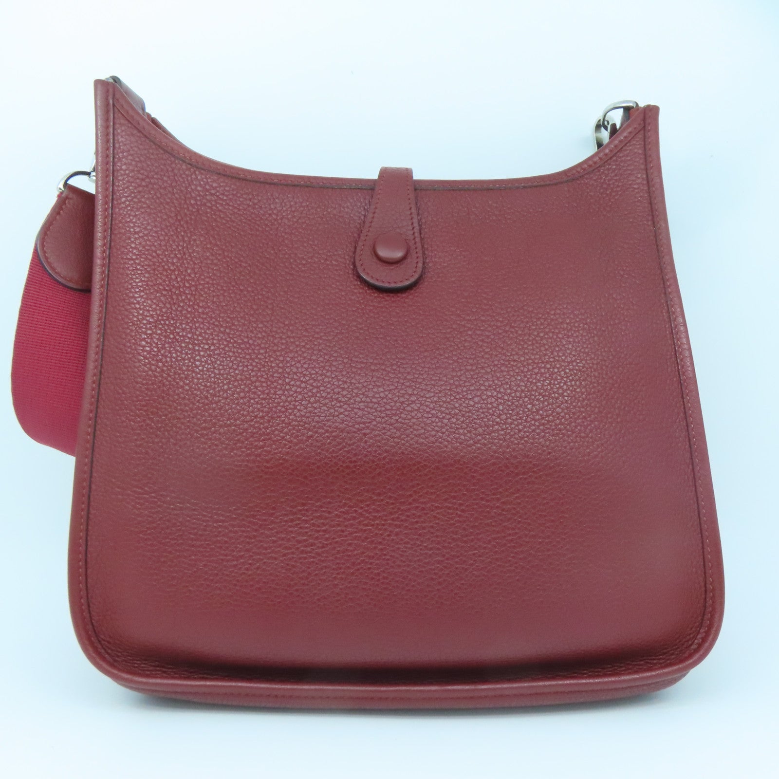 HERMES Clemence皮革Evelyne PM銀扣肩背袋紅色